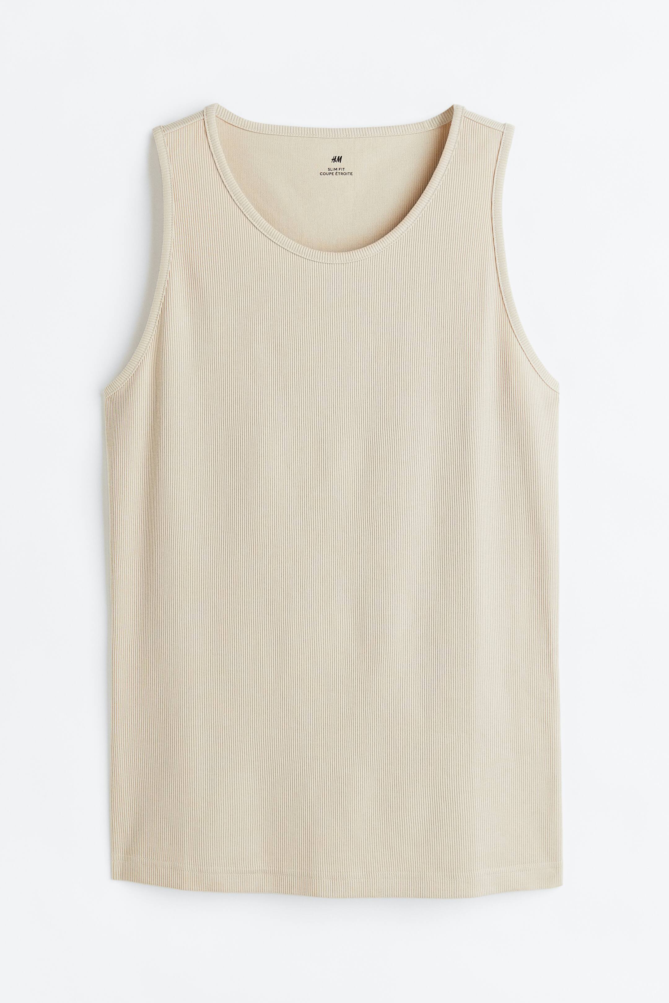 View larger image: Slim Fit Ribbed vest top - Light beige - Men | H&M 1