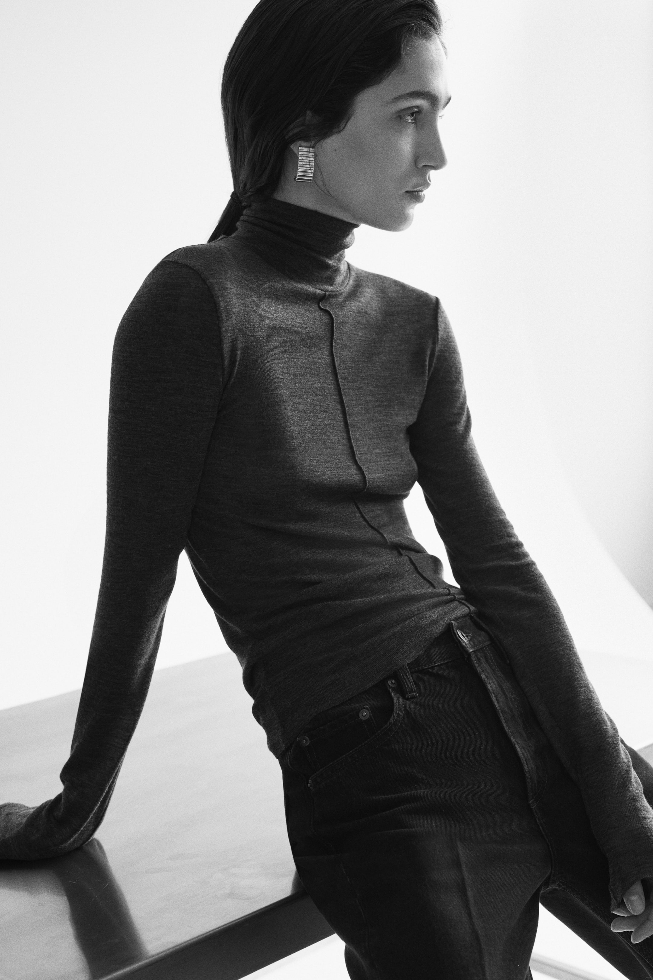 Merino Wool Turtleneck Top