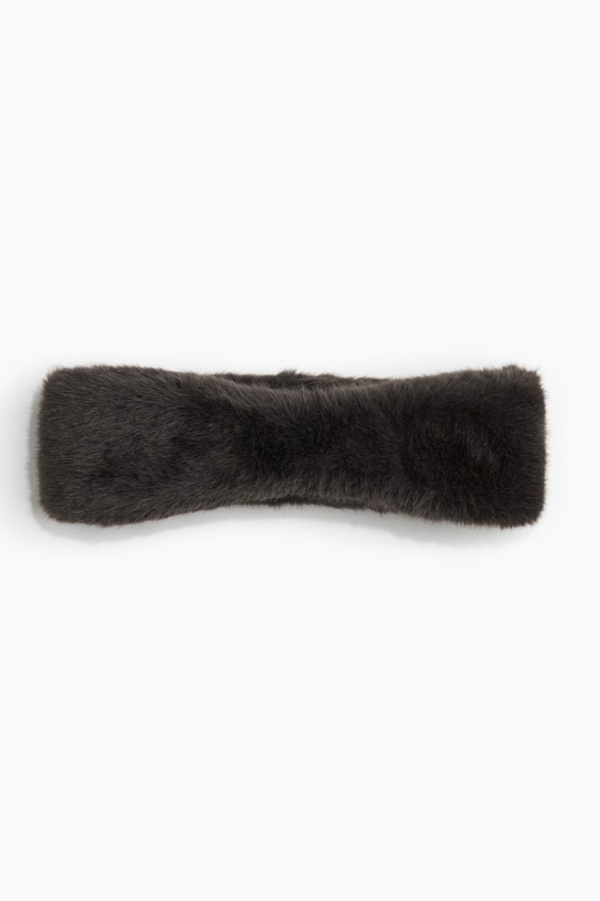 Fluffy headband - Dark grey/Dark brown - 1