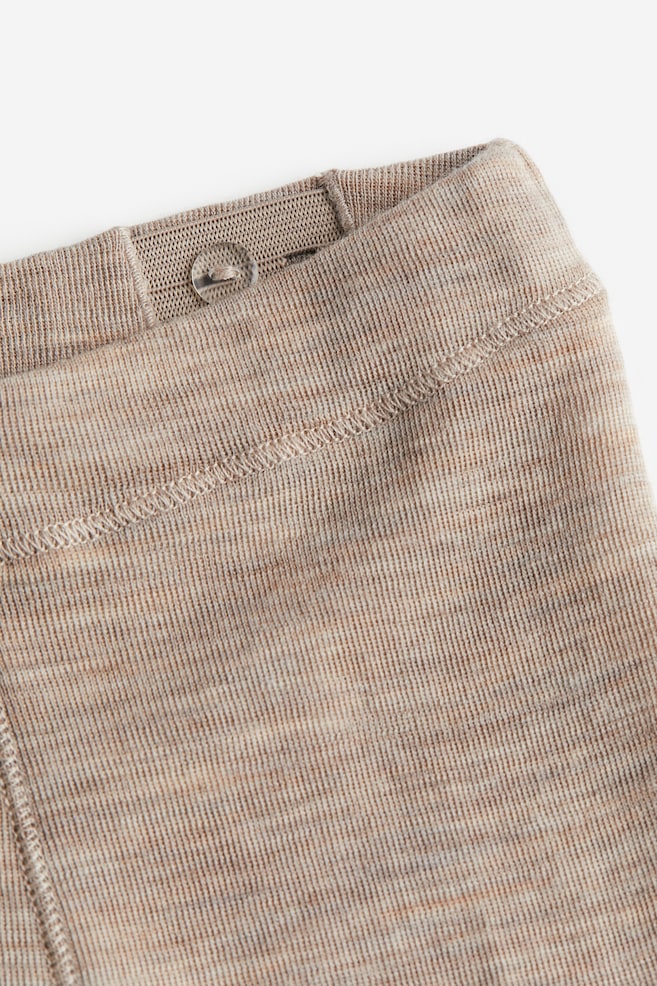 Merino wool leggings - Beige marl/Navy blue marl/Light beige - 2