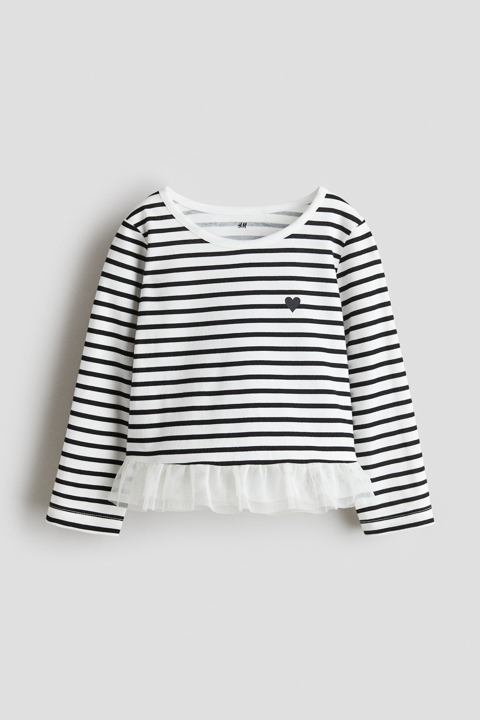 튤 프릴 코튼 탑 - 화이트/블랙 스트라이프/라이트 블루/하트/화이트/하트 - 2