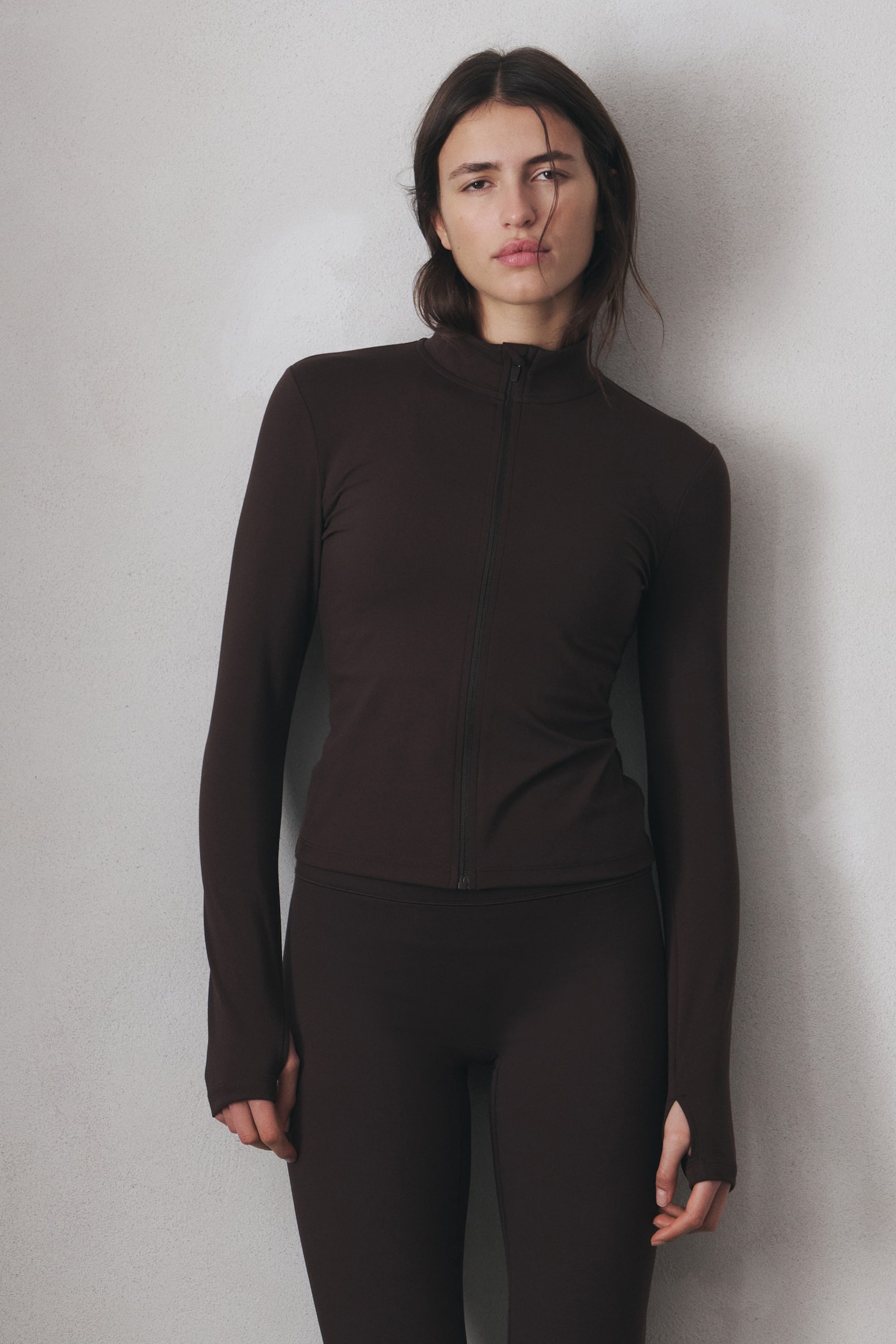 ז'קט ספורט עם רוכסן SoftMove™‎ - חום כהה/קרם/שחור/בז' כהה/לילך קפוא/ירוק חאקי - 1