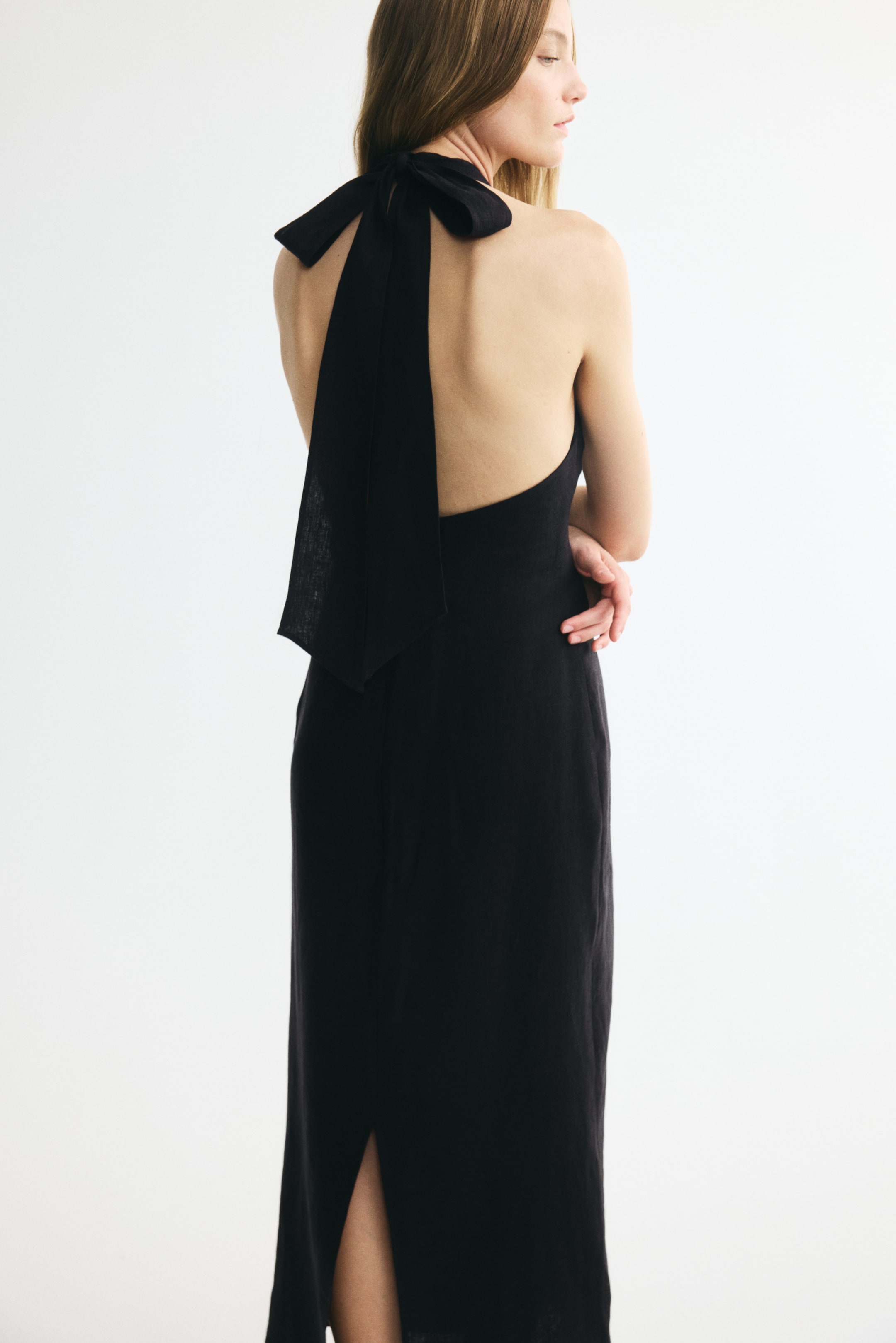 Robe dos nu en lin