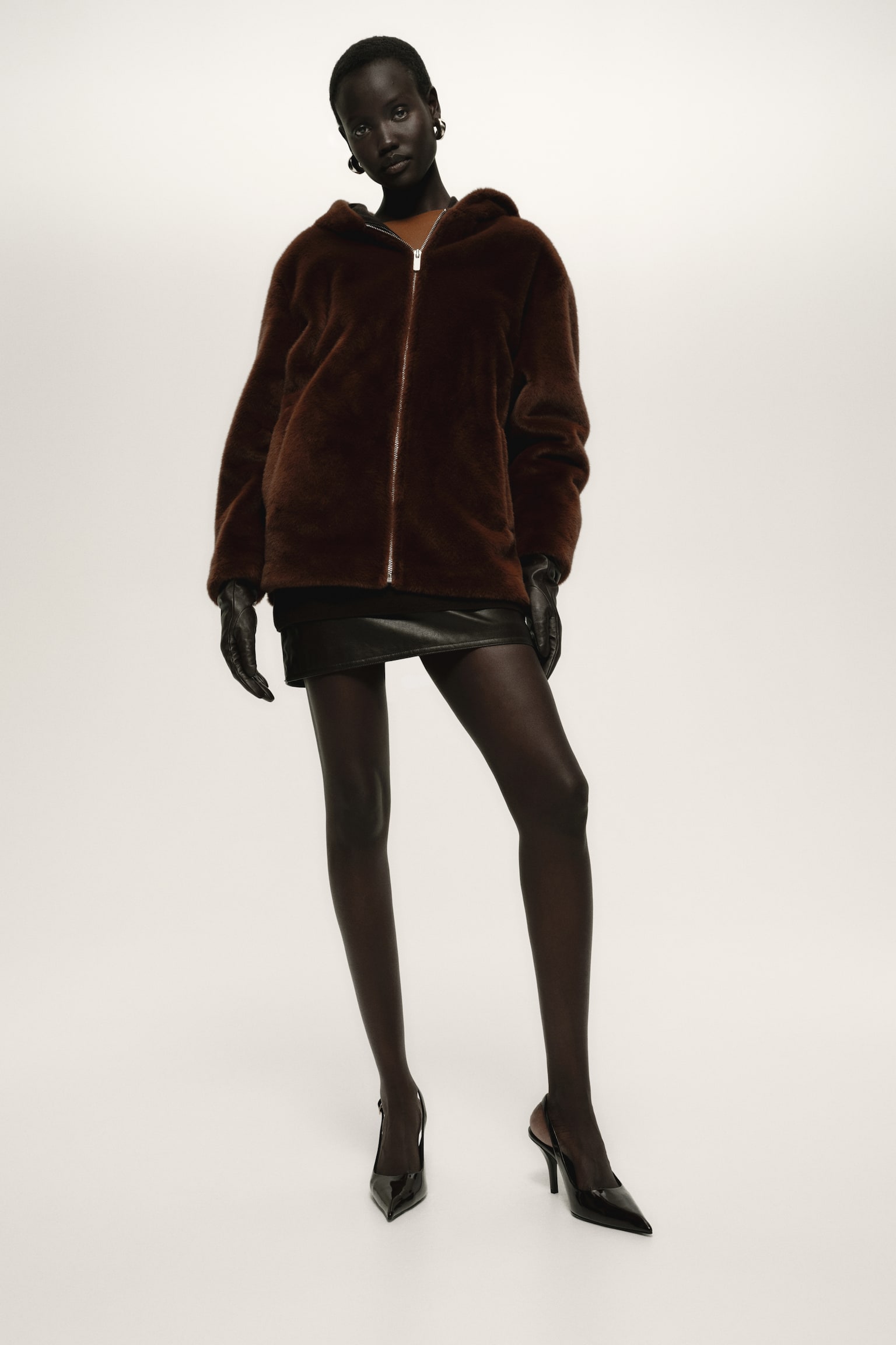 Bunda s kapucí - Hnědá - 3