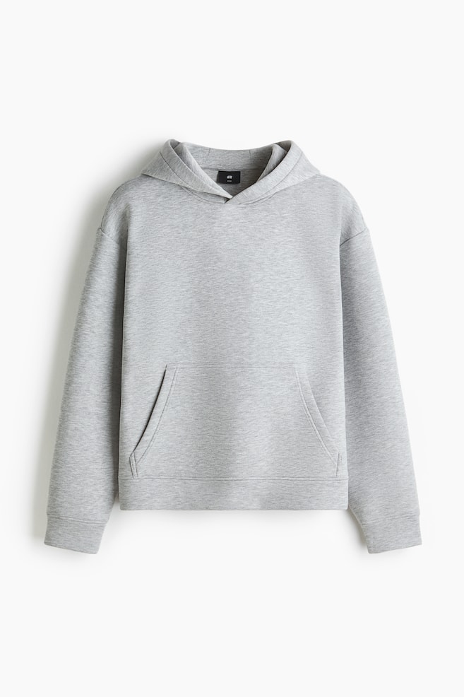 Hoodie aus Scuba in Loose Fit - Graumeliert/Dunkelbraun/Schwarz - 1