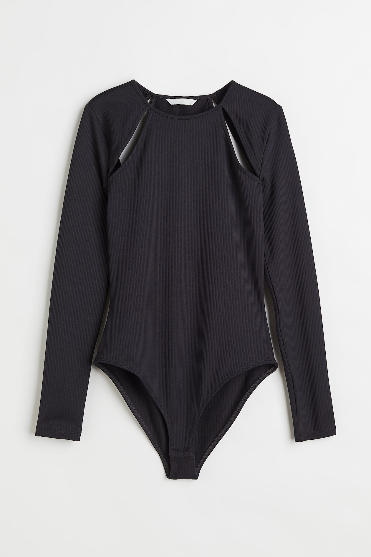 Cut-out Bodysuit - Round Neck - Long sleeve - Black - Ladies | H&M US