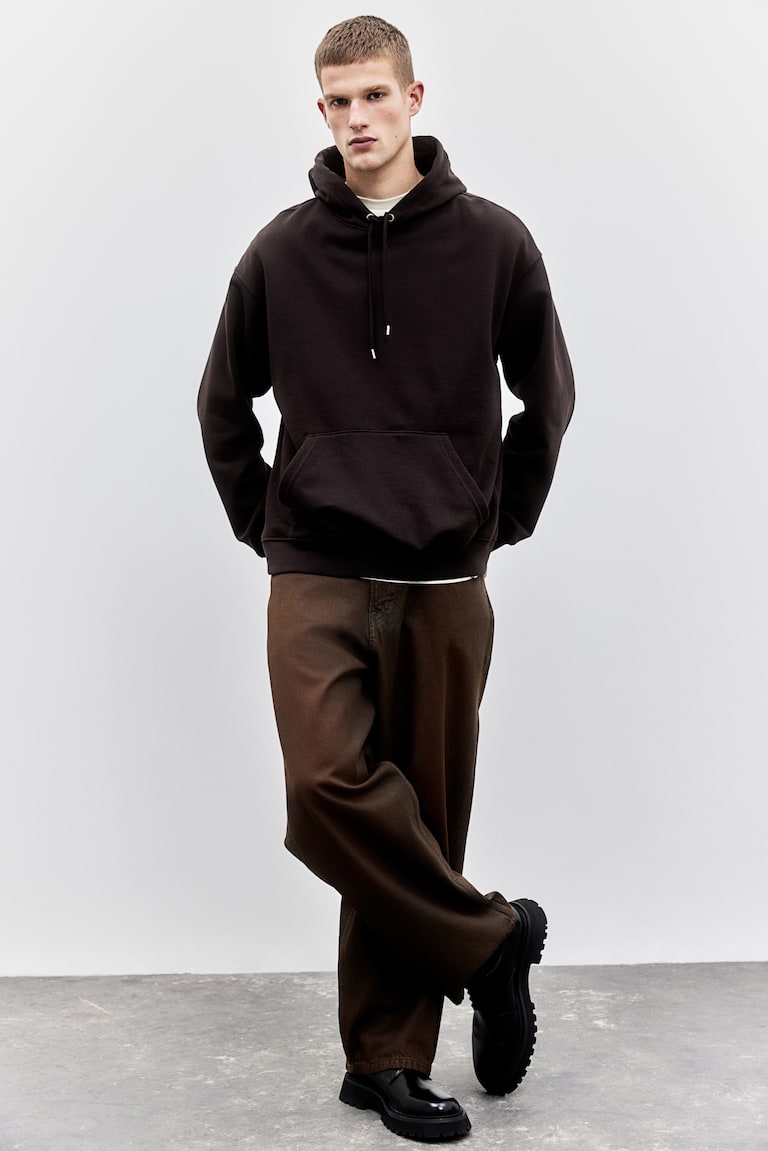 Loose Fit Hoodie Dark brown Men H&M IN