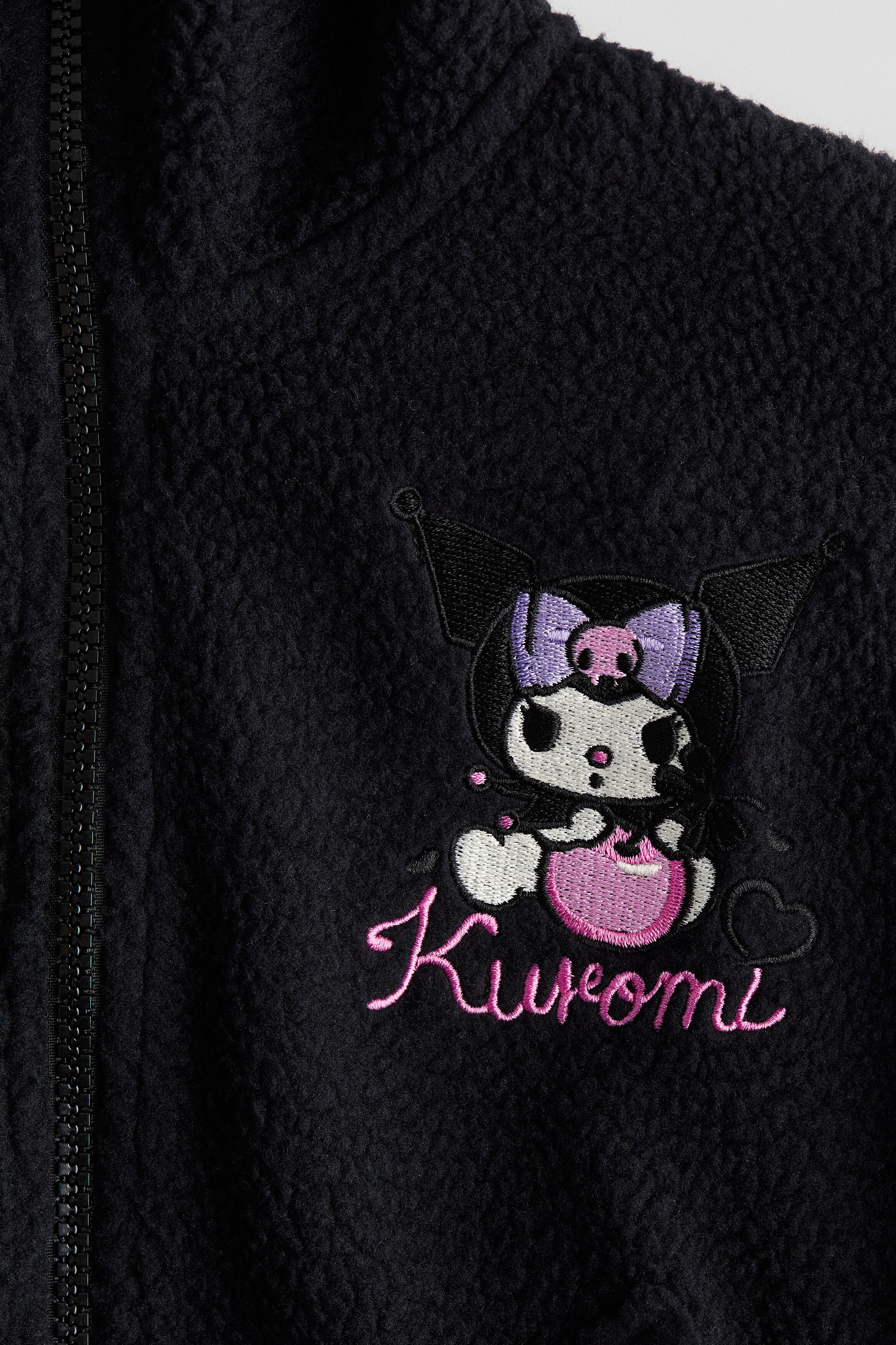 フルジップ テディフーデッドジャケット - ブラック／クロミ - Kids