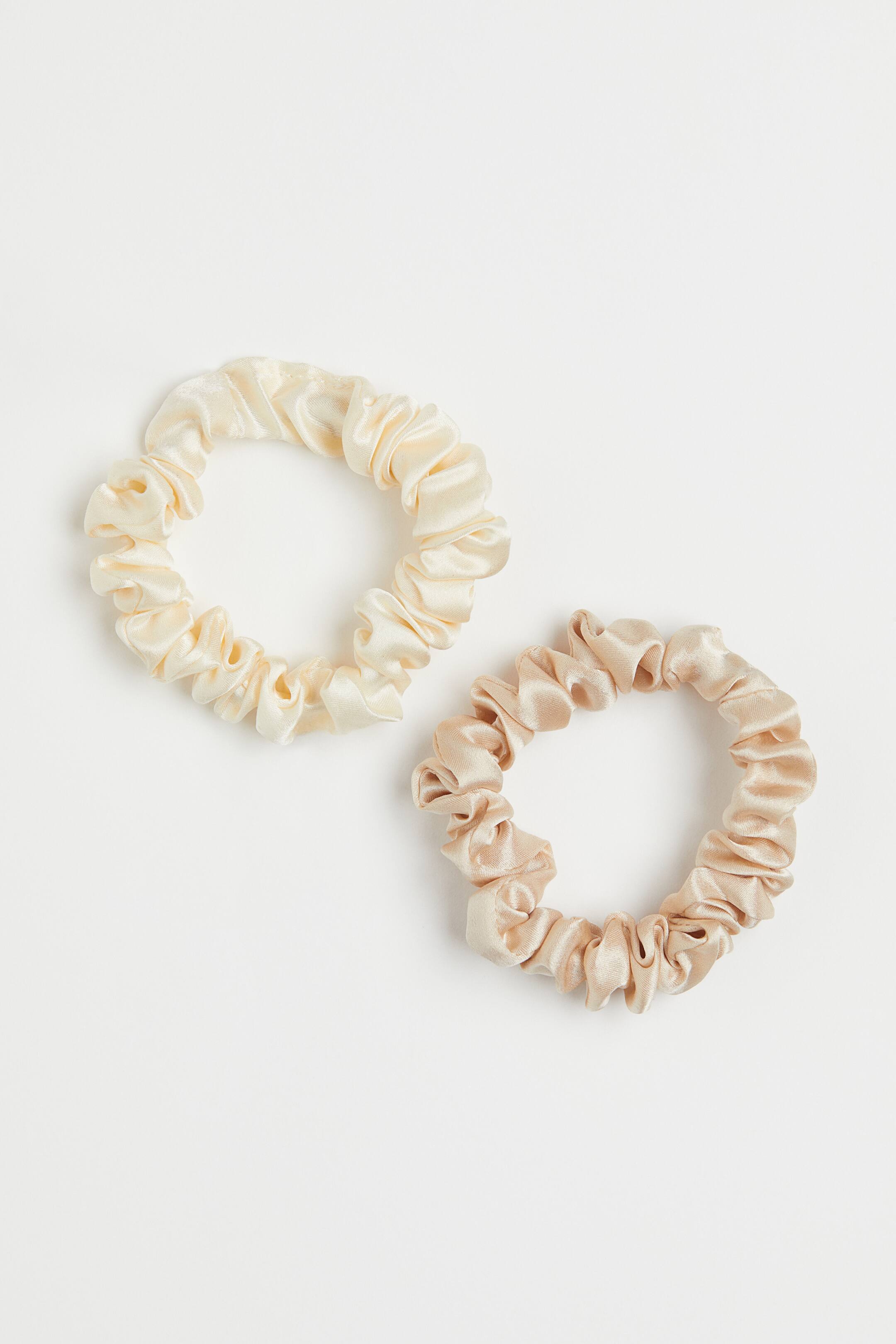 View larger image: 2-pack silk scrunchies - Cream/Light beige - Ladies | H&M 1