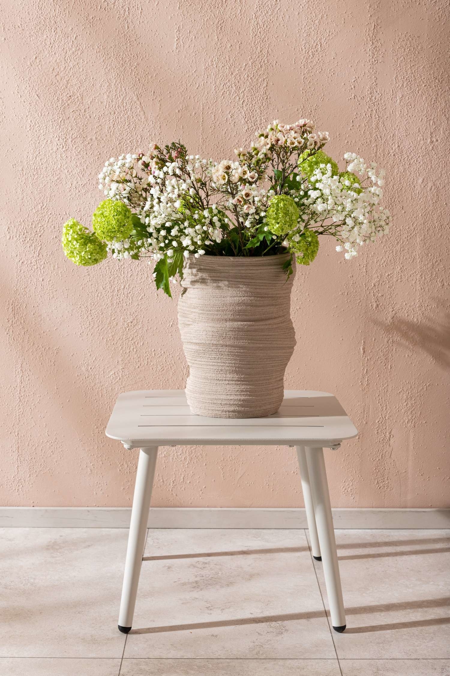 Lina Table - Aluminum, Beige/Aluminum, Black