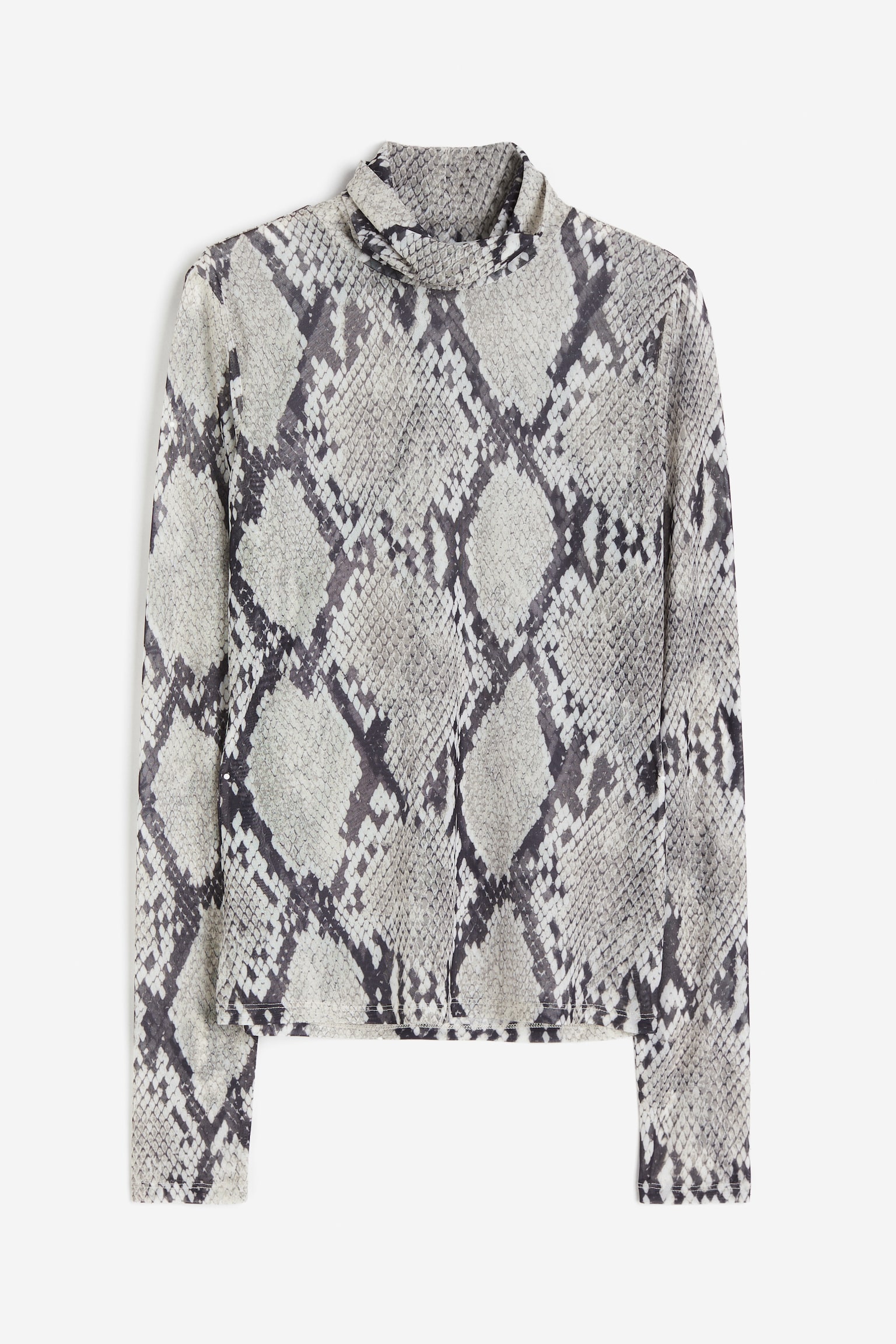 Turtleneck Top - Light grey/Snakeskin pattern/Black/Black/Grey marle - 1