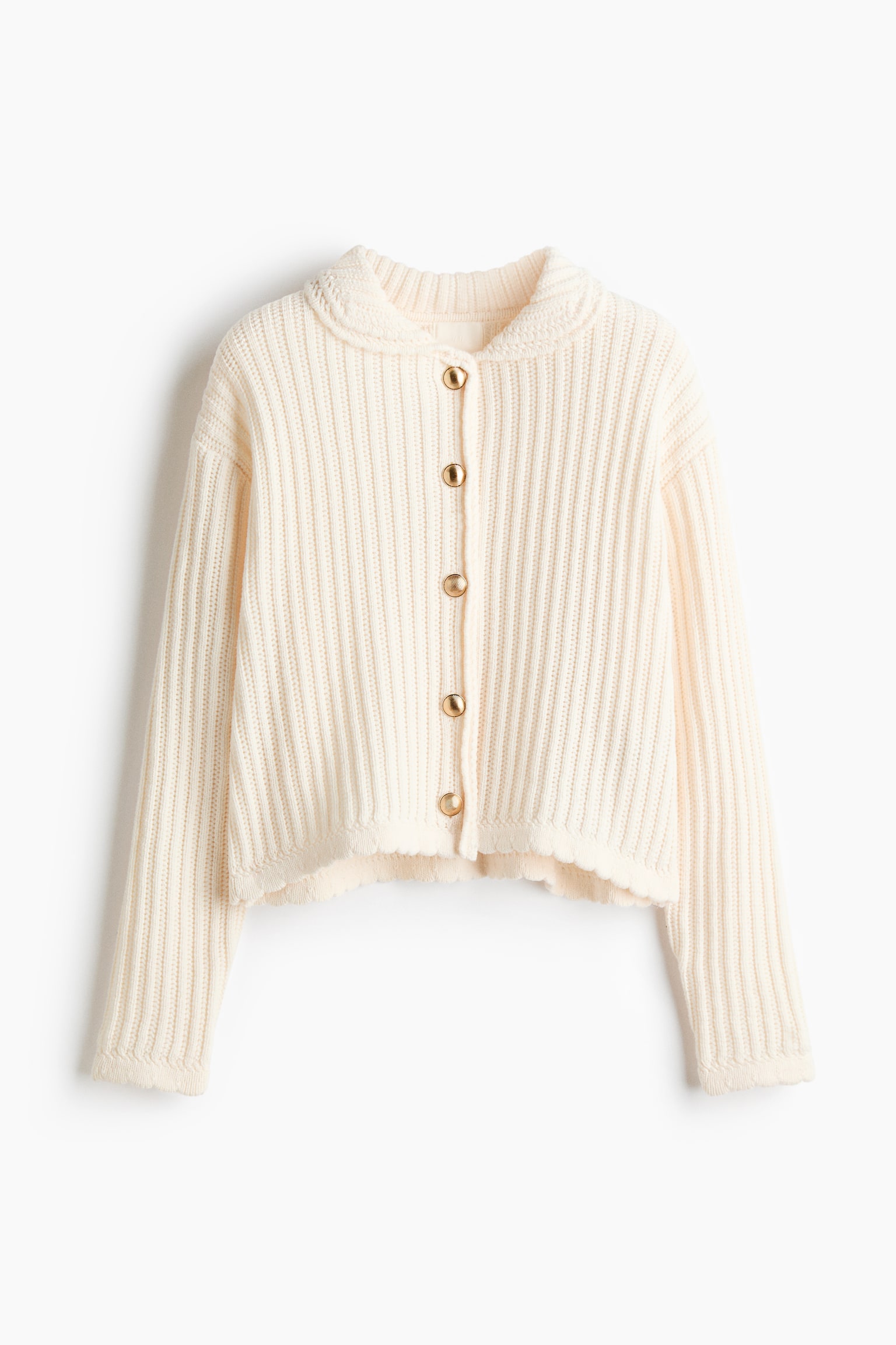 襟付きカーディガン - クリーム/グレーメランジ/ネイビーブルー - 2