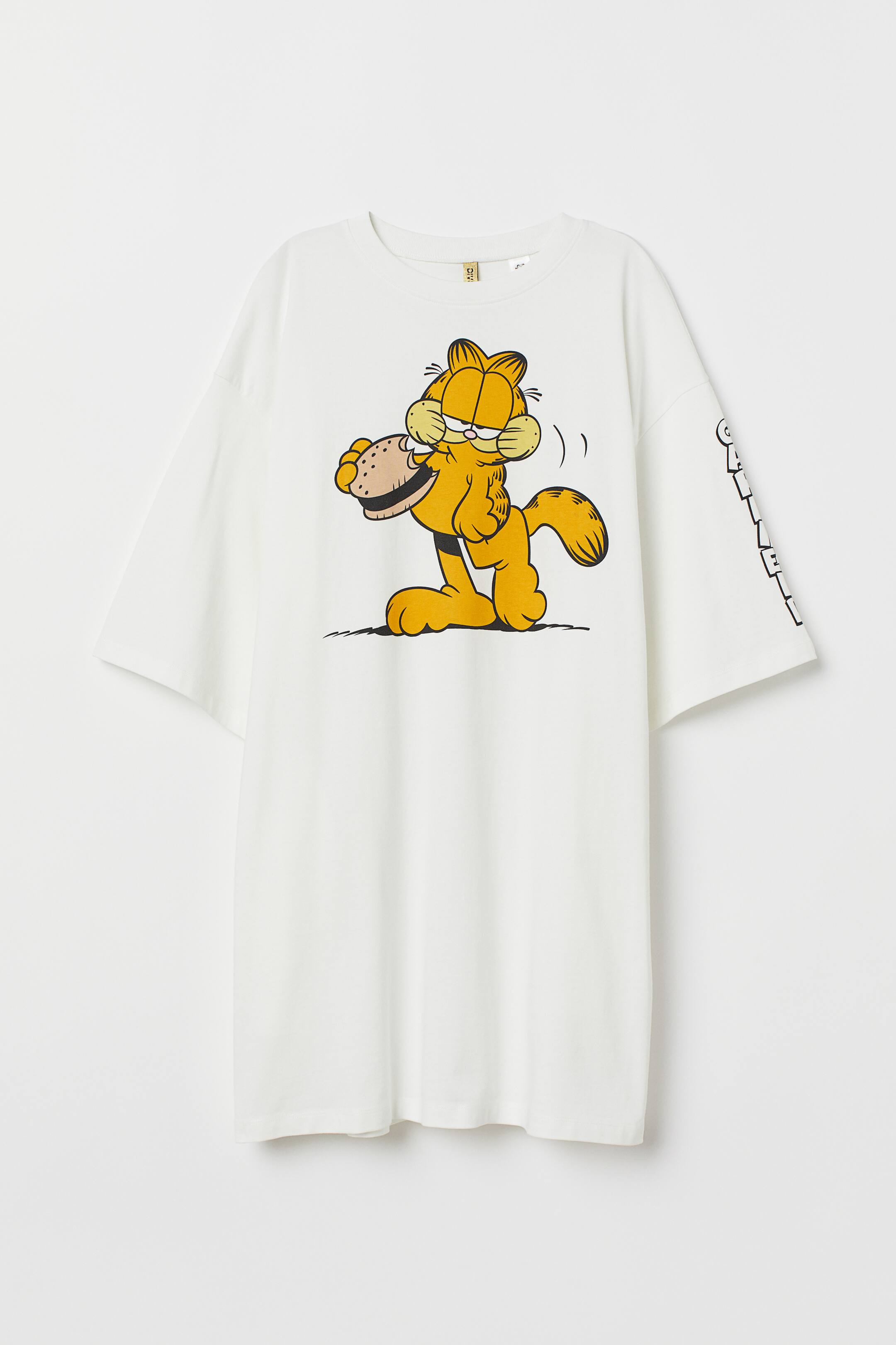 查看大圖: 寬鬆T恤洋裝 - 白色/加菲貓 - Ladies | H&M 1