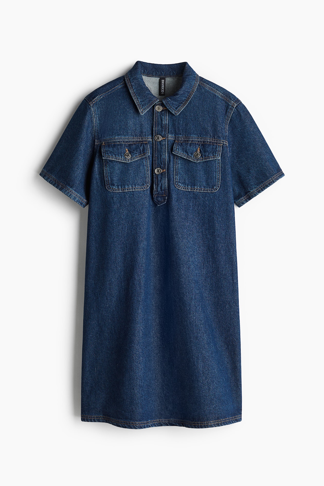Women's Dark denim blue Short-Sleeved Denim Dress | H&M US