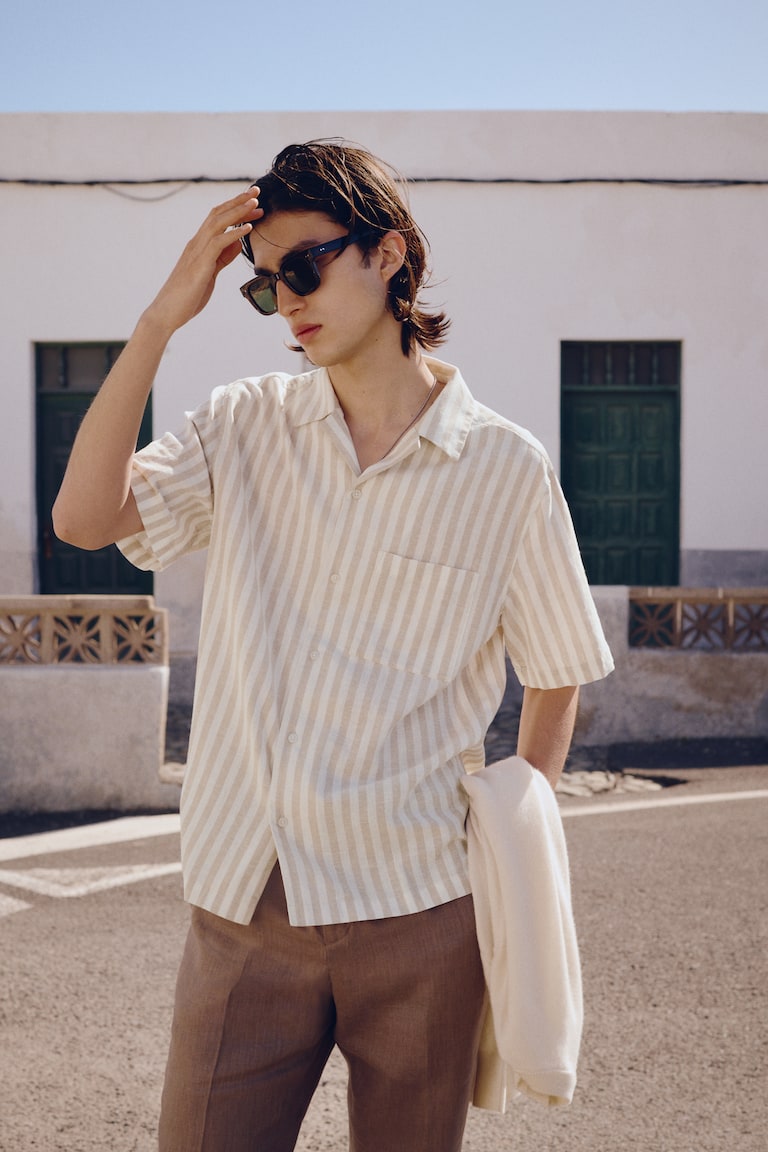 Regular Fit Short-sleeved linen-blend shirt