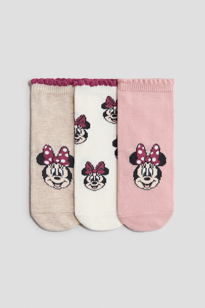 3-Pack Jacquard-Knit Socks - Pink/Mickey Mouse - 1