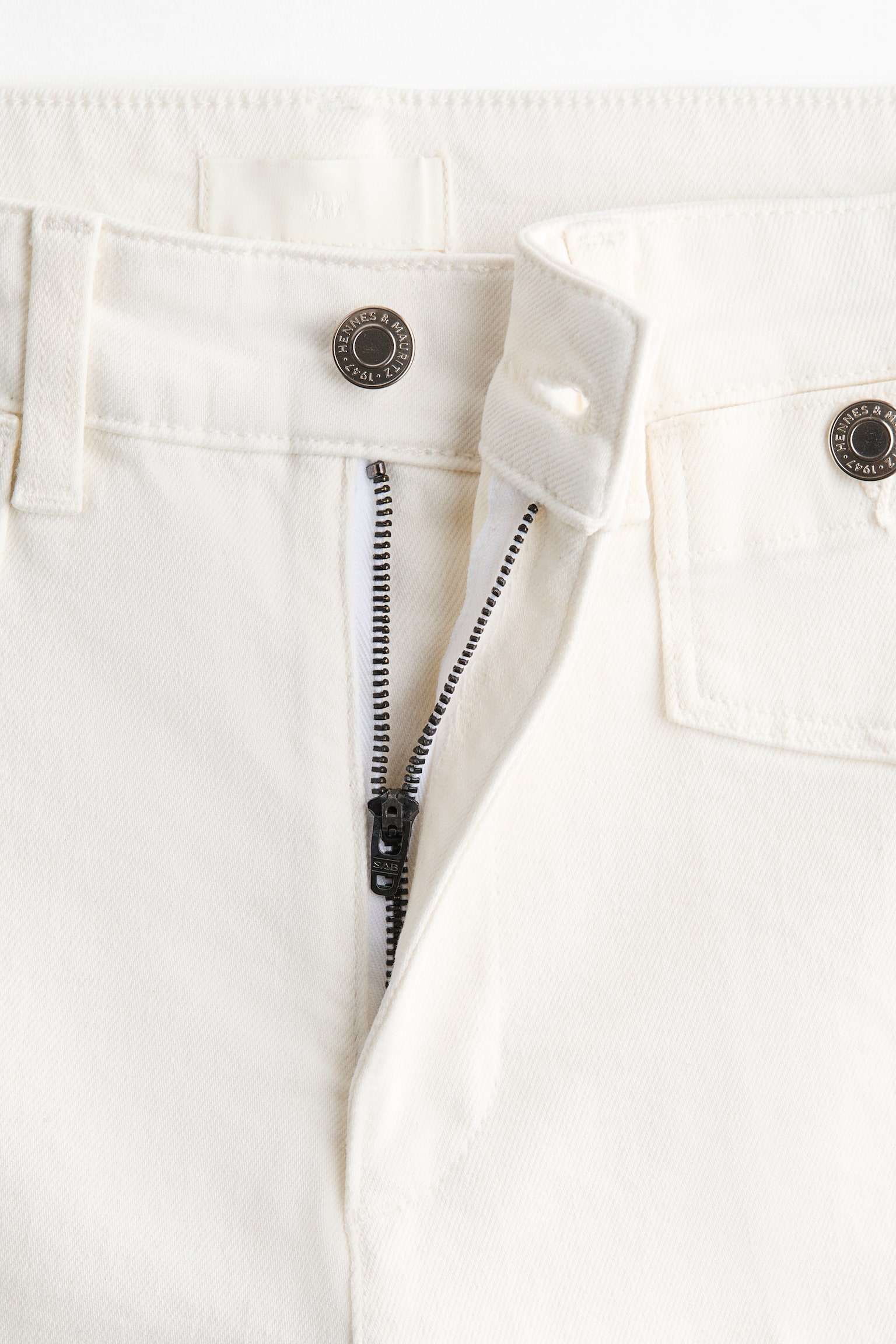 ワイドハイウエストアンクルデニム - ホワイト/ダークデニムブルー - 3