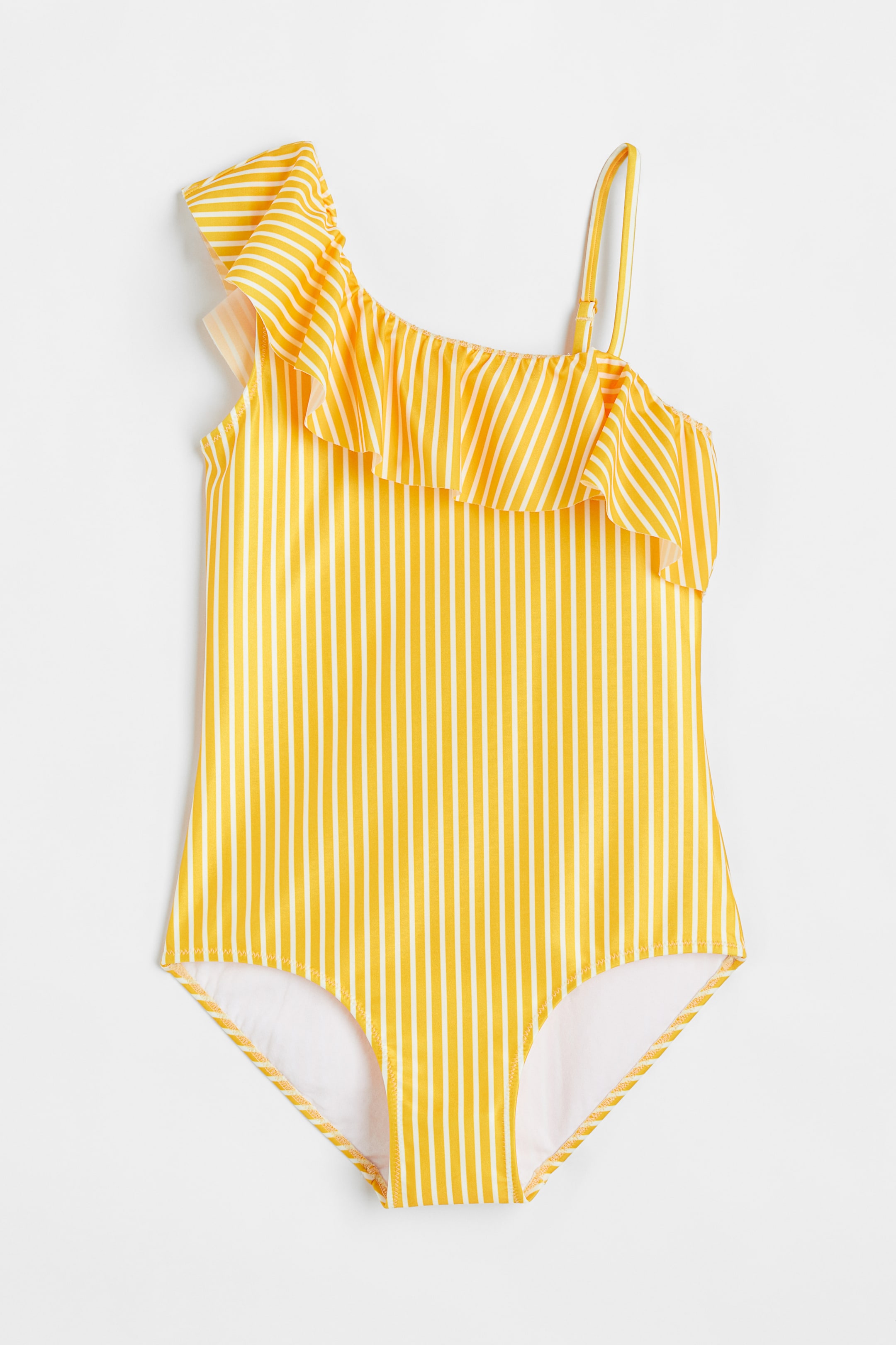 View larger image: One-shoulder swimsuit - Yellow/Striped - Kids | H&M 1