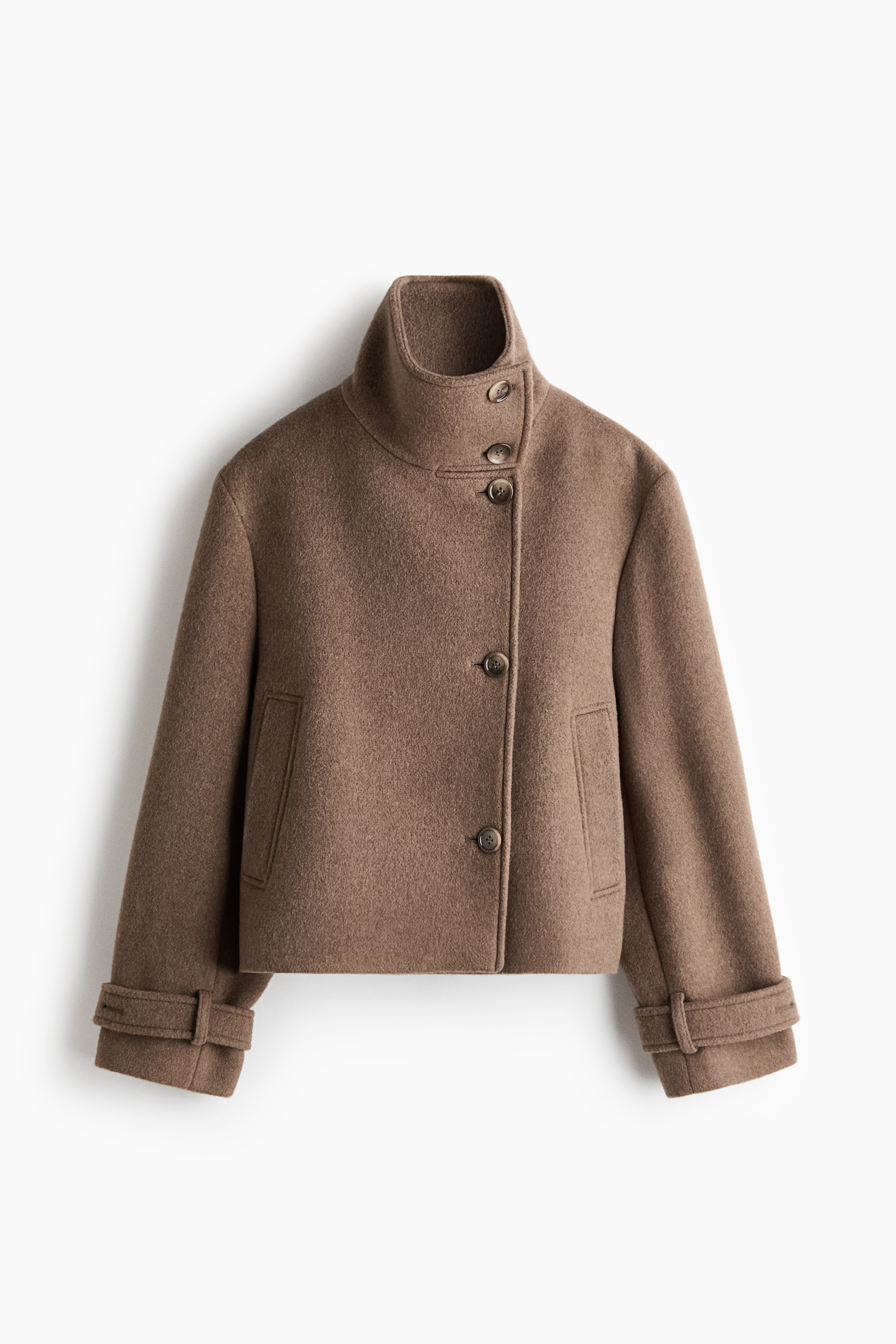 Wool-blend funnel-collar jacket - Mole/Dark brown