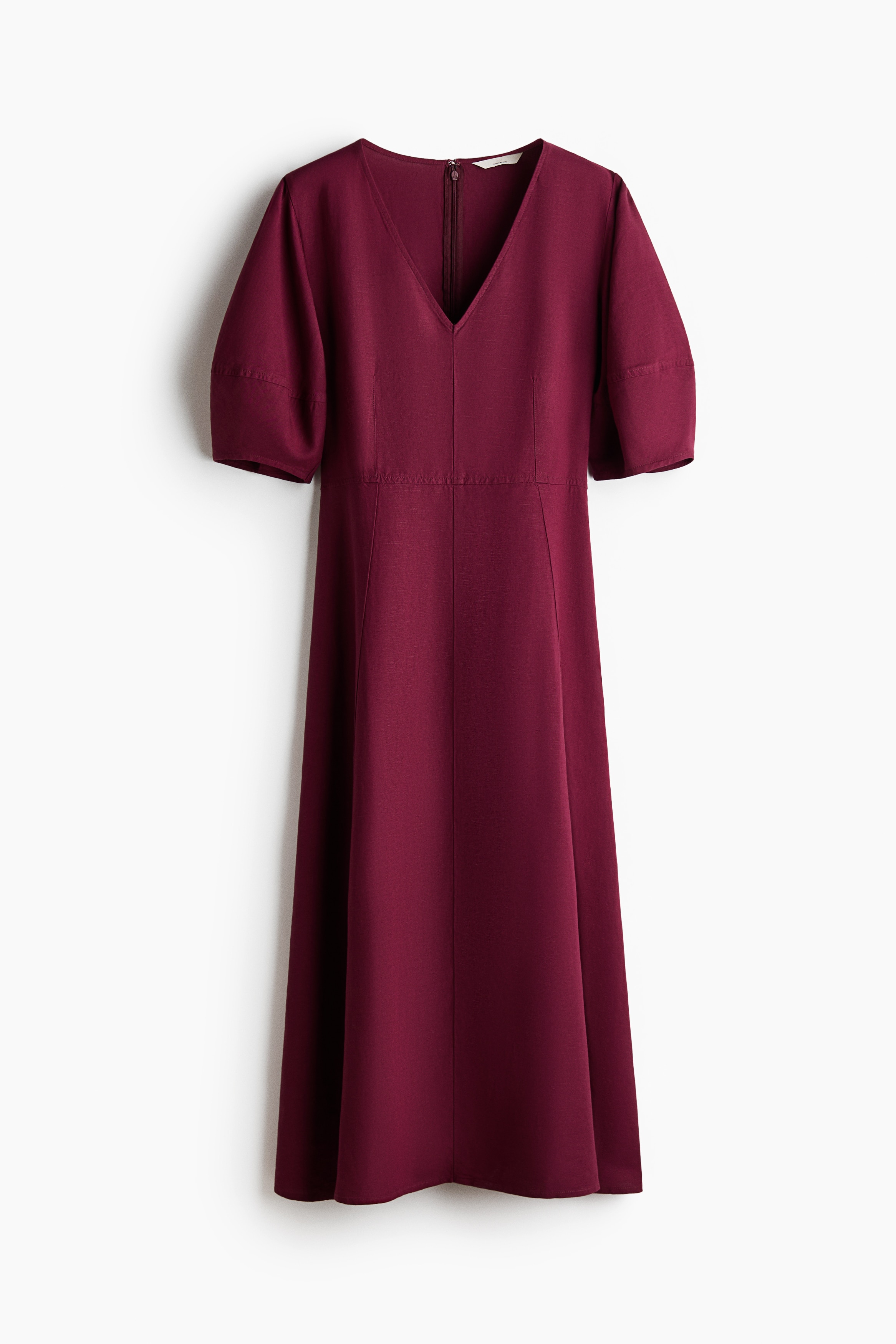 Linen-blend dress - Dark red/Dark yellow