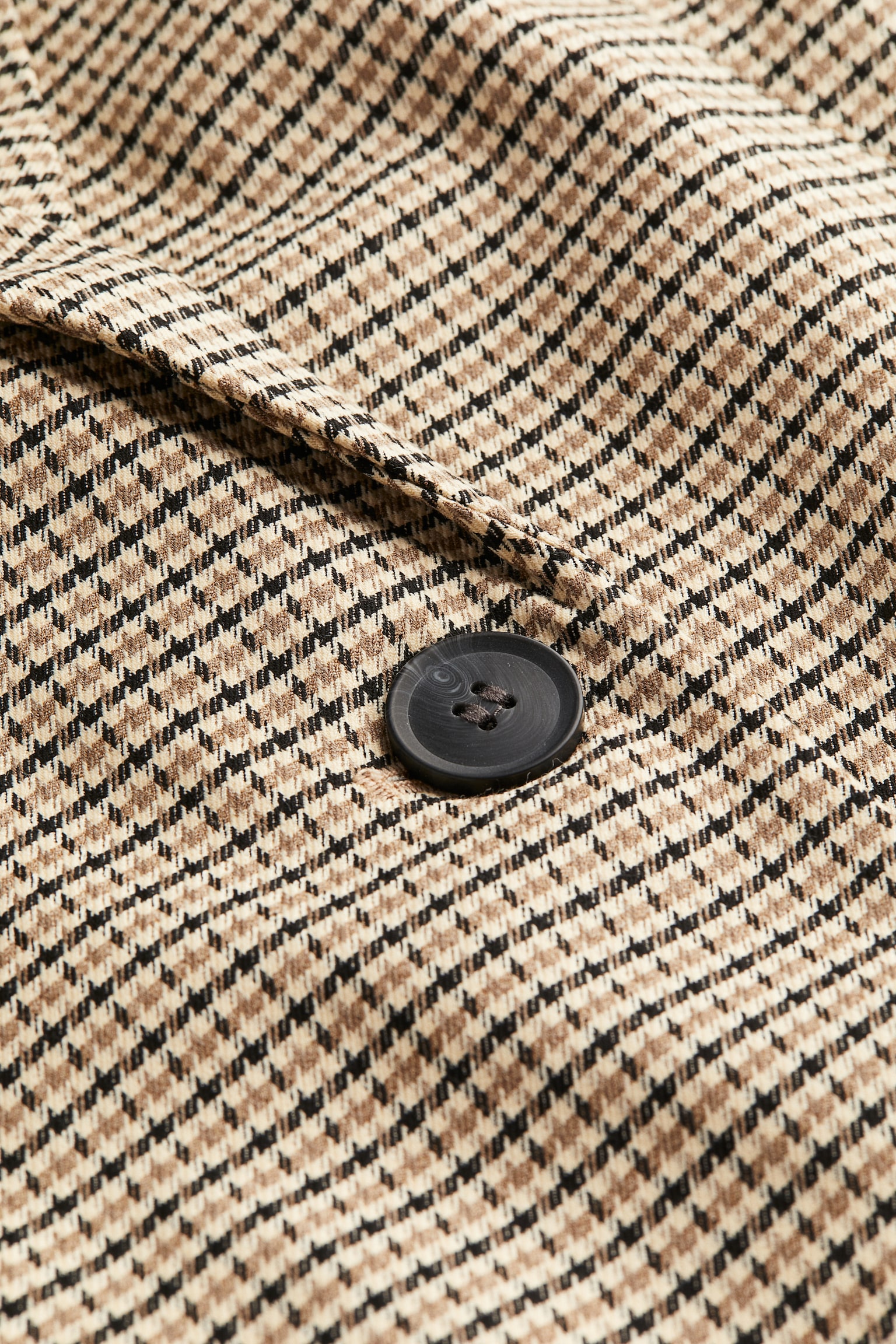 Oversized blazer - V-neck - Long sleeve - Brown/houndstooth-patterned ...