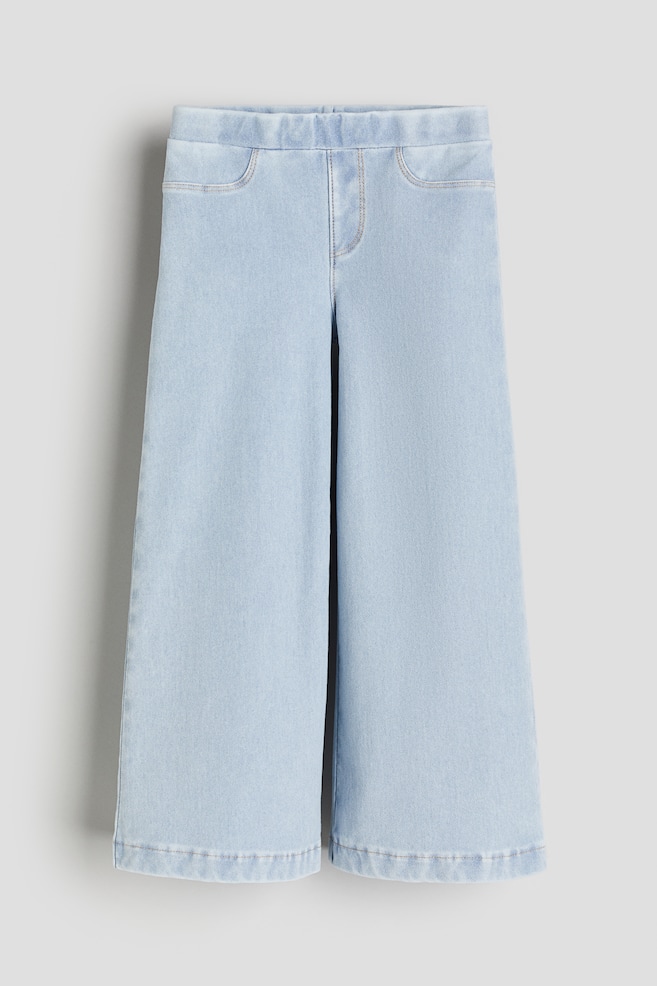 Wide denim-look trousers - Light denim blue/Washed denim grey/Light pink - 1
