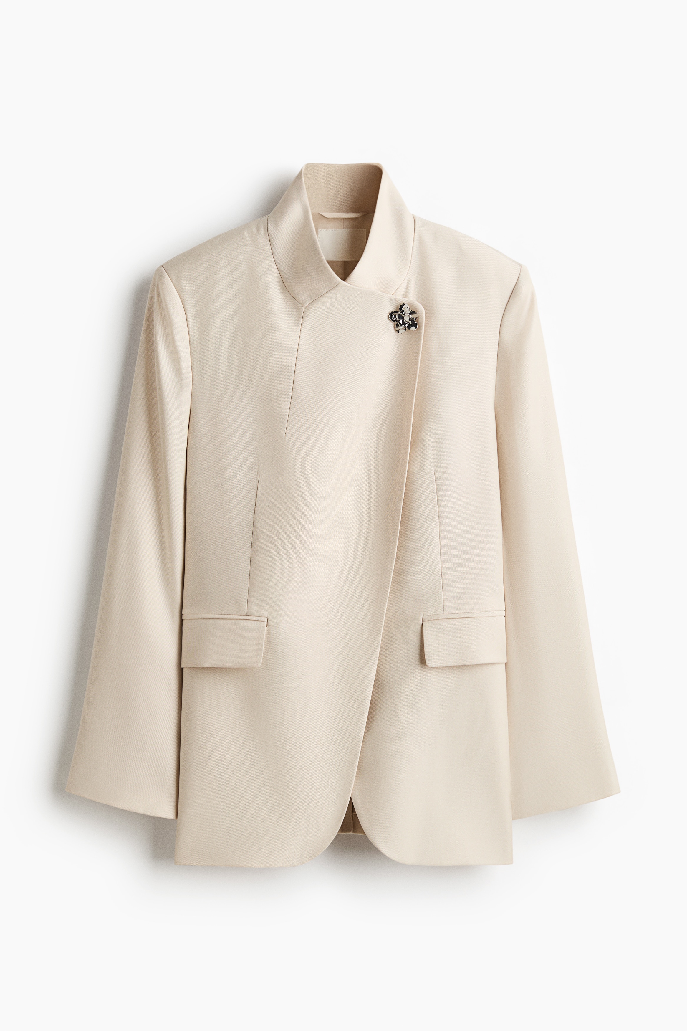 H & M - Blazer im Wickelschnitt mit Brosche - Beige - Damen