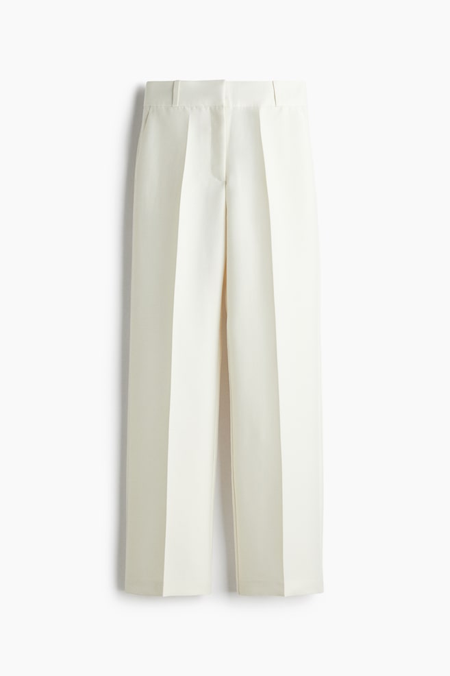 High Waist Tailored Pants - White/Dark red/Black/Cream - 1