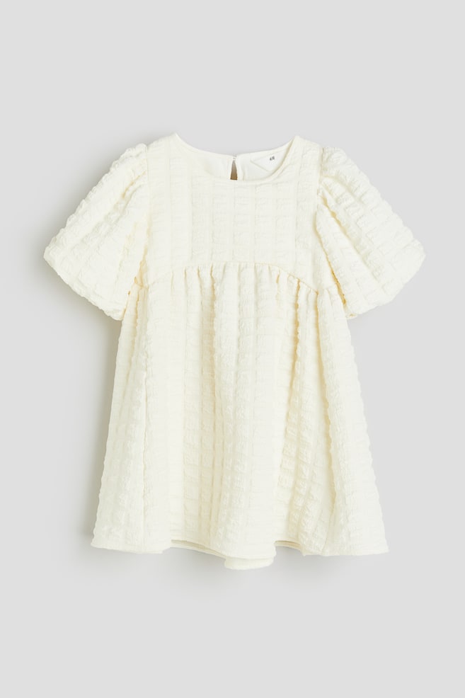 Puff-sleeved dress - Cream - 2