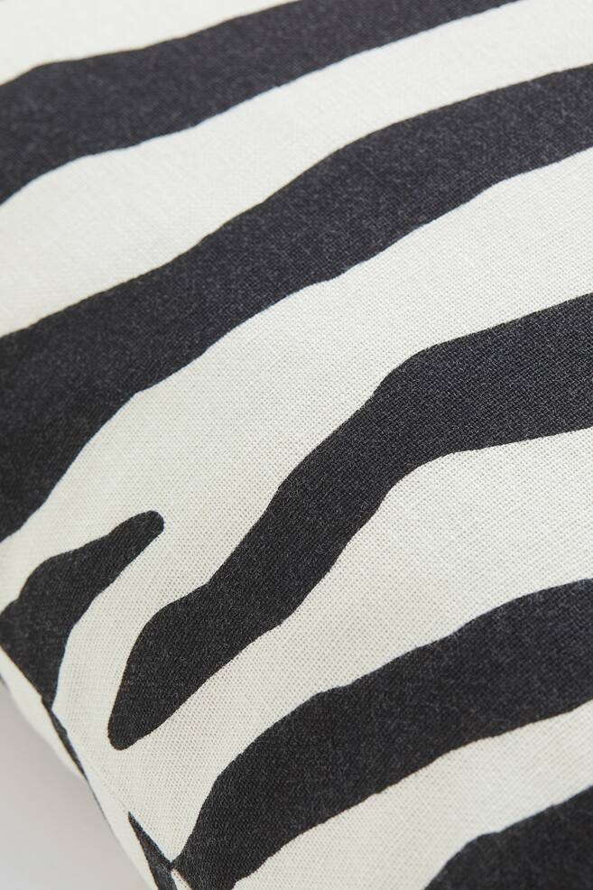 Animal-patterned linen-blend cushion cover - Black/Zebra print - 2