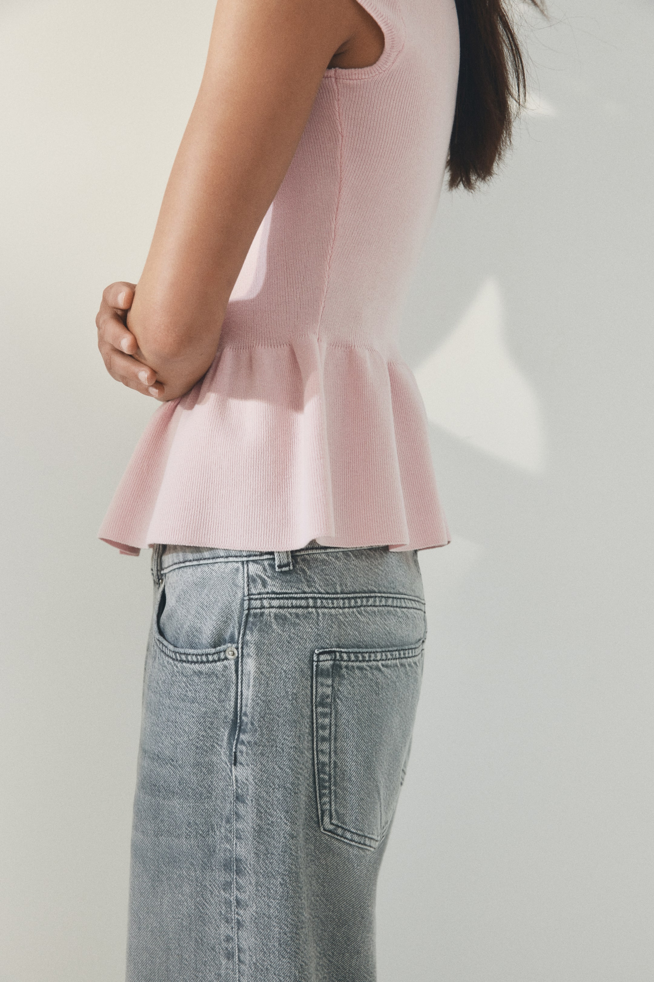 Gilet péplum à manches courtes