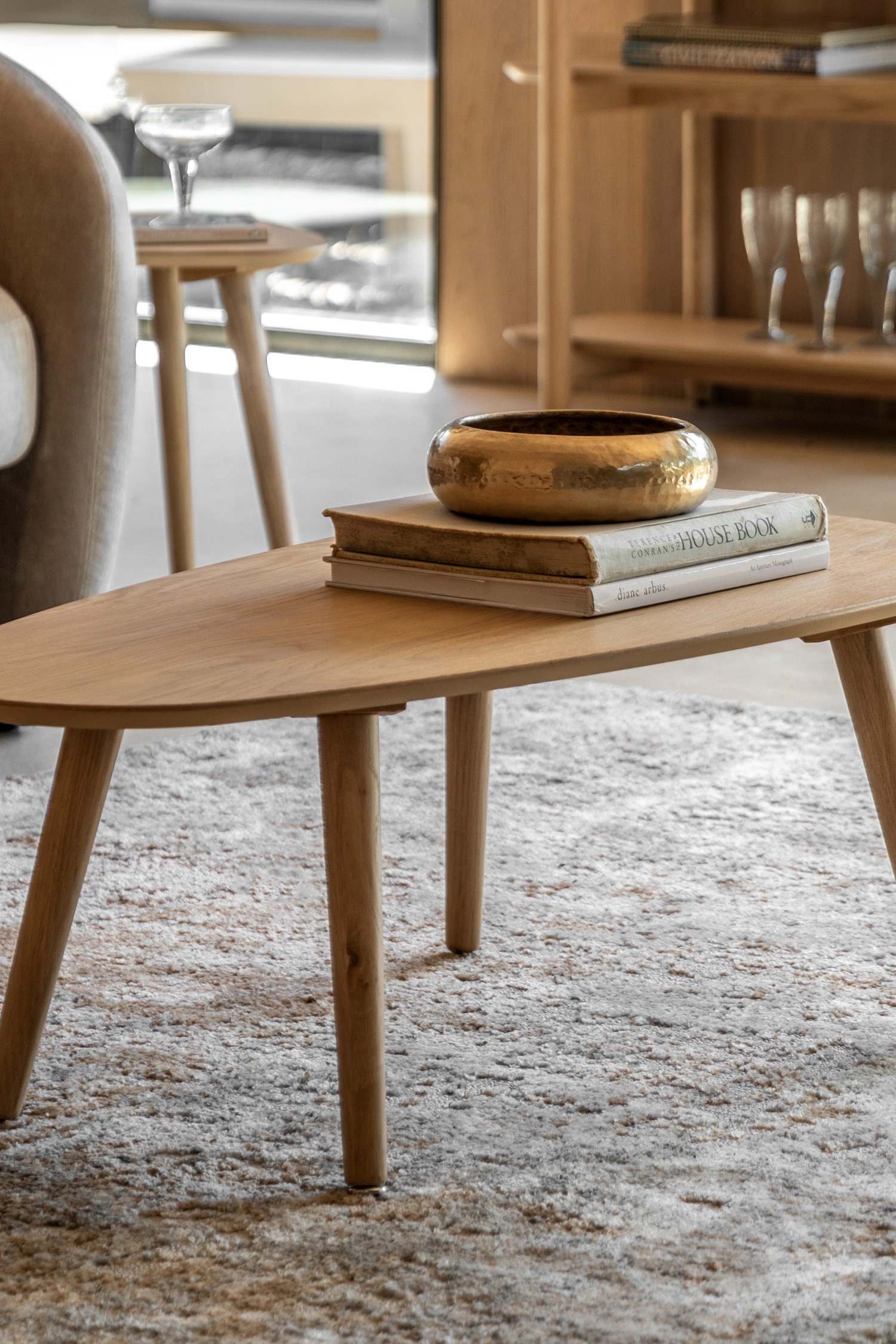 Wood Veneer Coffee Table - Natural/Smoked