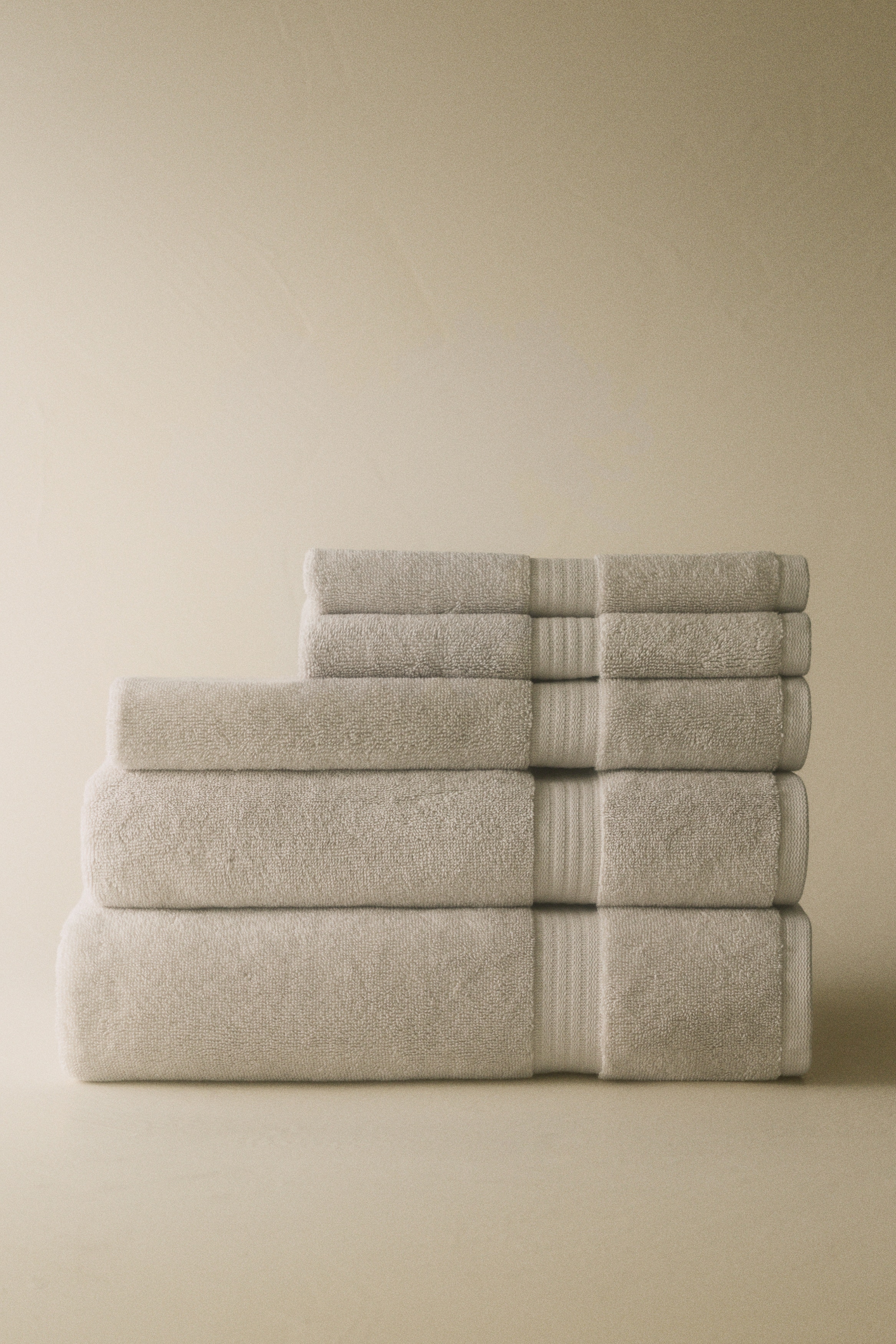 Egyptian cotton bath towel - Light grey/White/Light beige