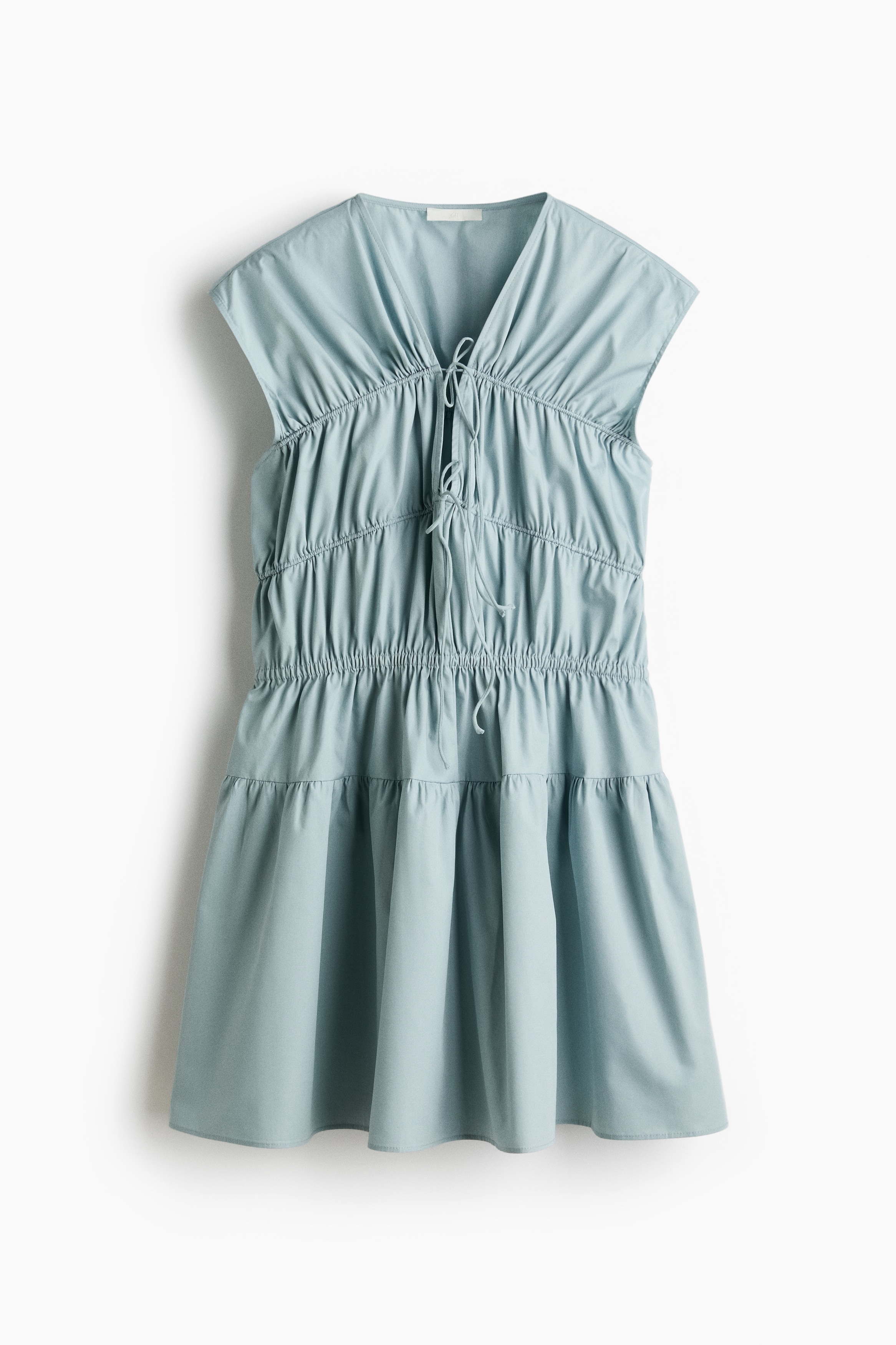 Drawstring-detail poplin dress - Light turquoise/Dusty green/Patterned/Dark orange/Paisley pattern