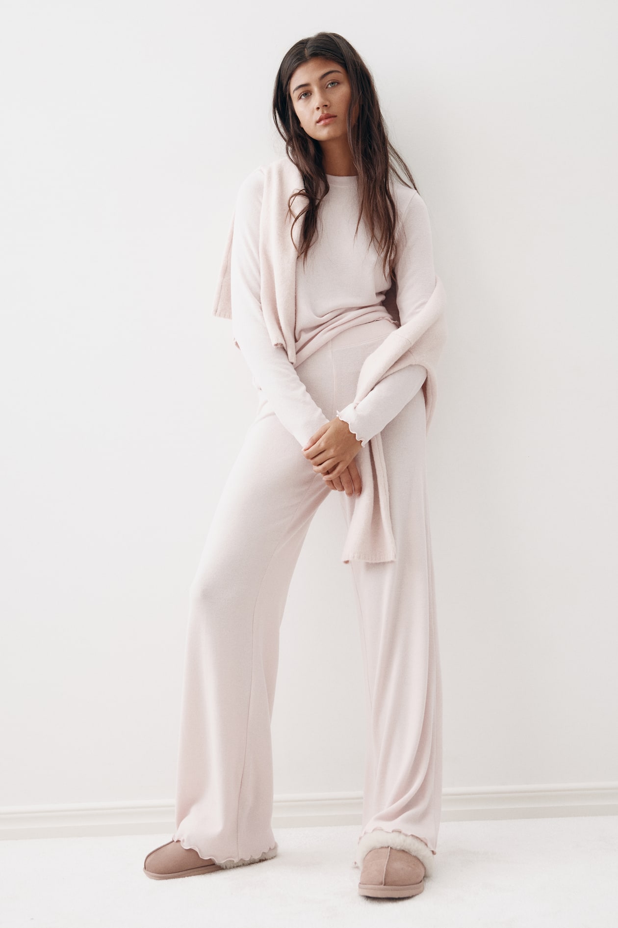 Brushed jersey pyjamas - Powder pink - Ladies | H&M GB