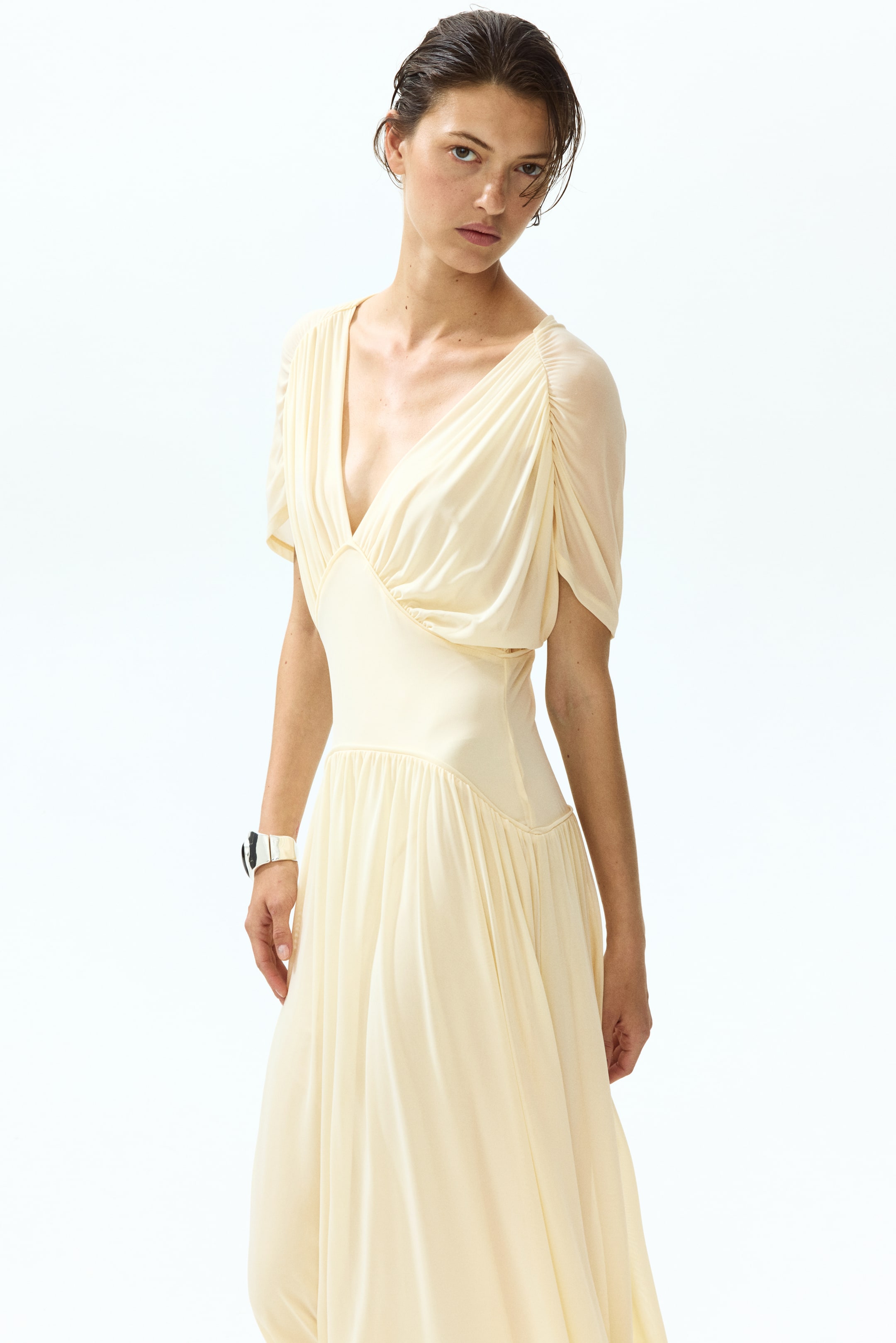View larger image: Sheer jersey midi dress - Yellow - Ladies | H&M 1
