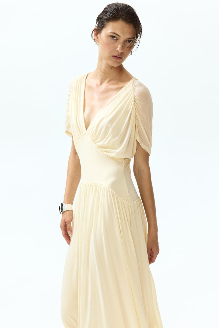 Women's Yellow Sheer jersey midi dress | H&M