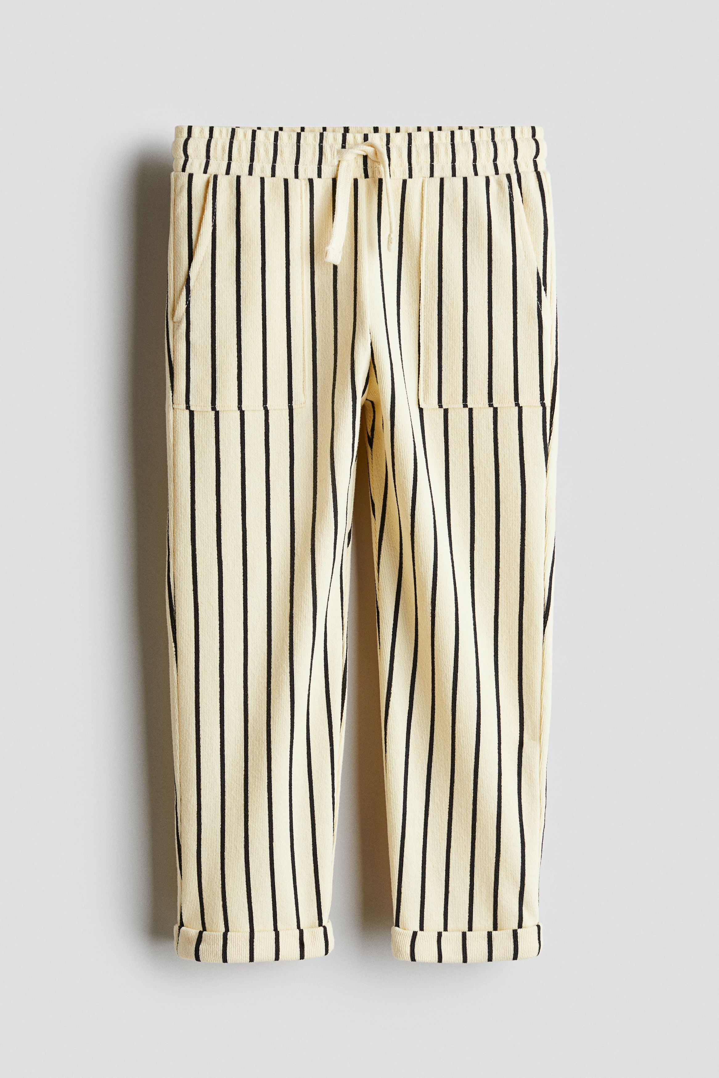 紋理感平紋慢跑褲 - 黃色/條紋/亮藍色/條紋/米色