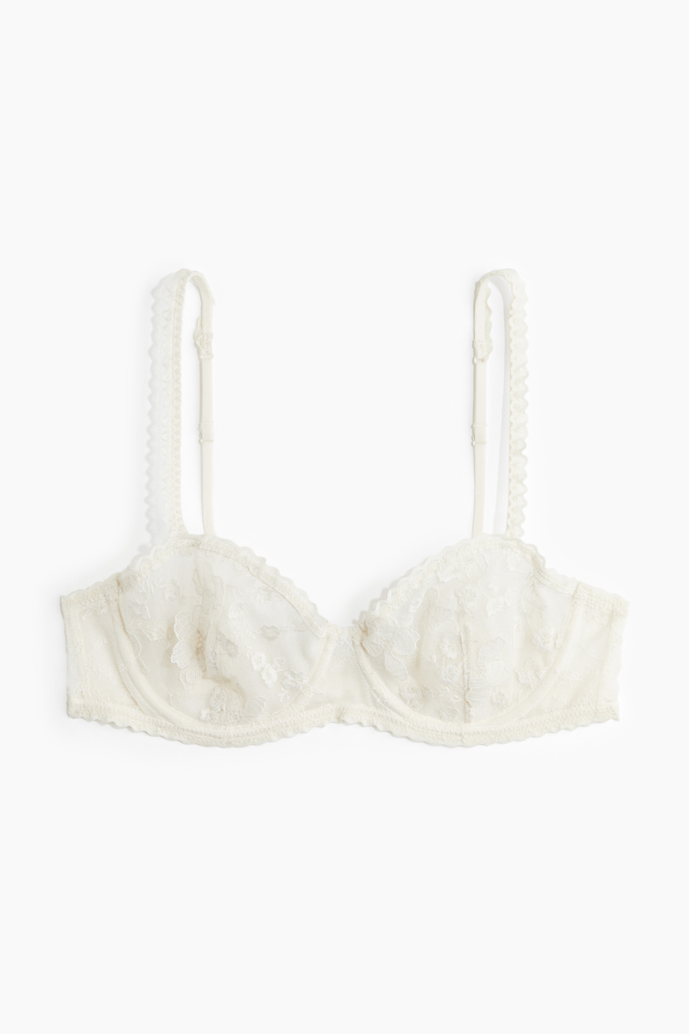 Sutiã balconette em renda bordada - Creme