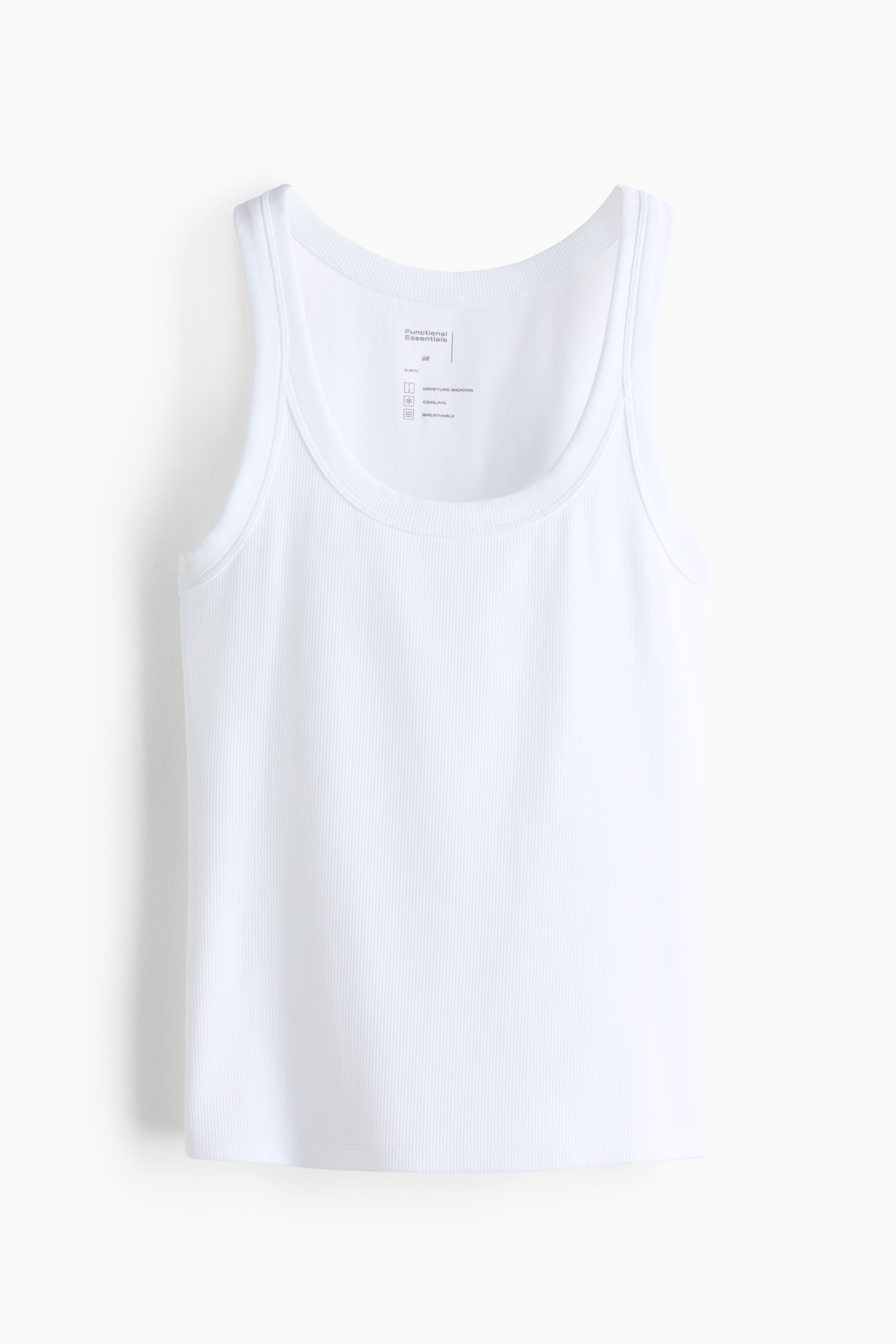 Cooling Slim Fit Ribbed vest top - White/Black/Dark brown