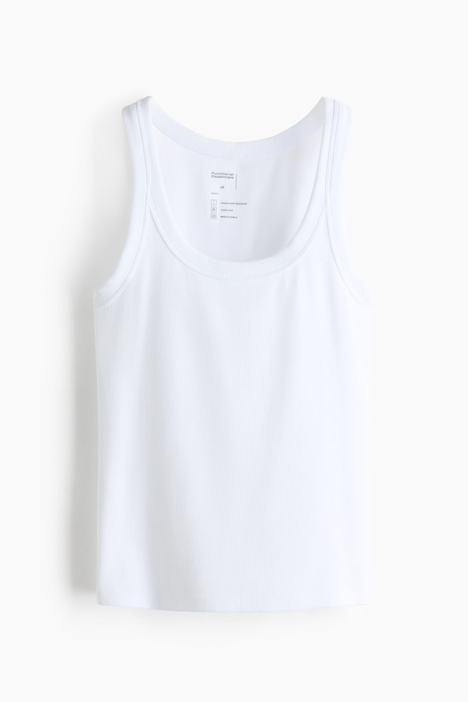 Cooling Slim-Fit Ribbed Tank Top - White/Light gray melange/Black/Dark brown - 1