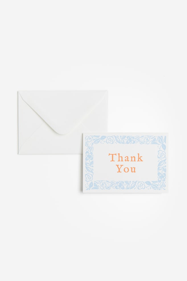 Small greeting card with envelope - Blue/Floral - 1