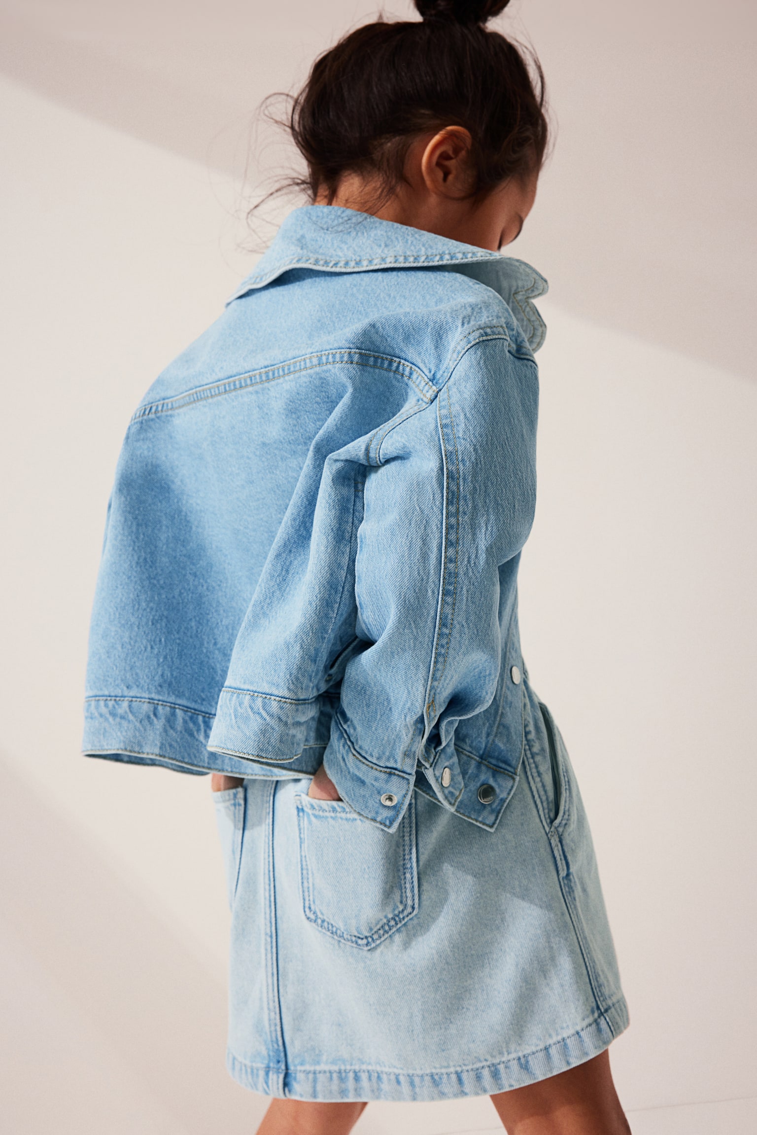 Denim paper bag skirt - Light denim blue - 3