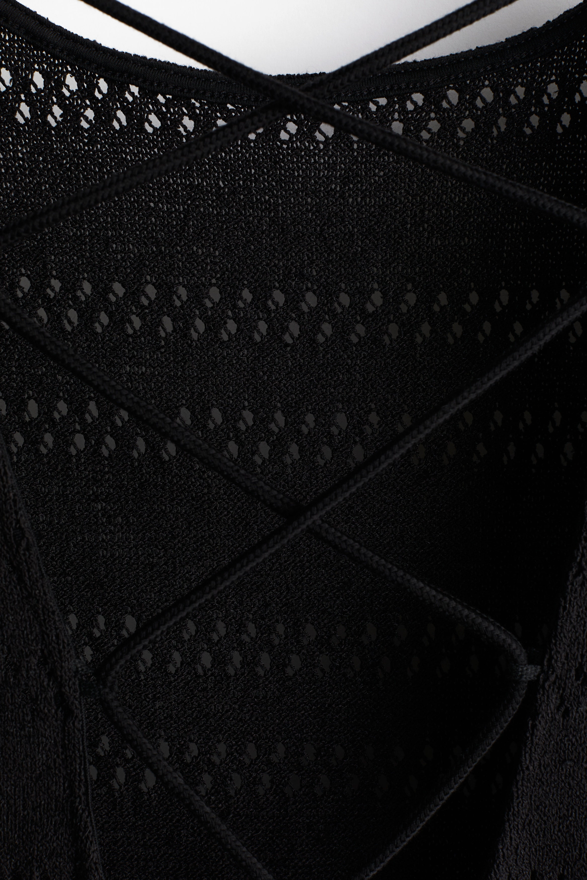 Ladies - Black Lacing-Detail Hole-Knit Dress - Size: XL - H&M