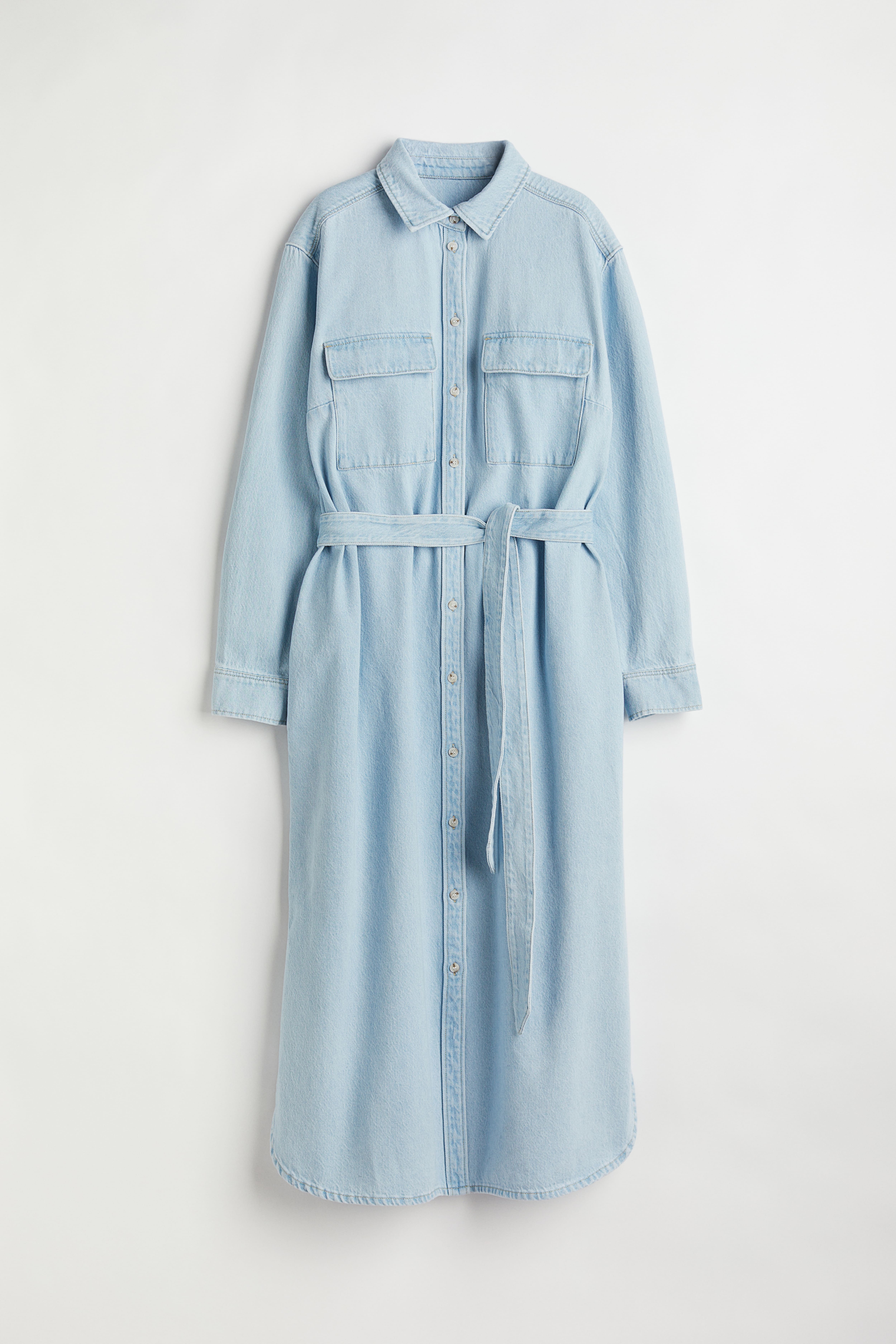 Denim Dress - Long sleeve - Midi - Light denim blue - Ladies | H&M US