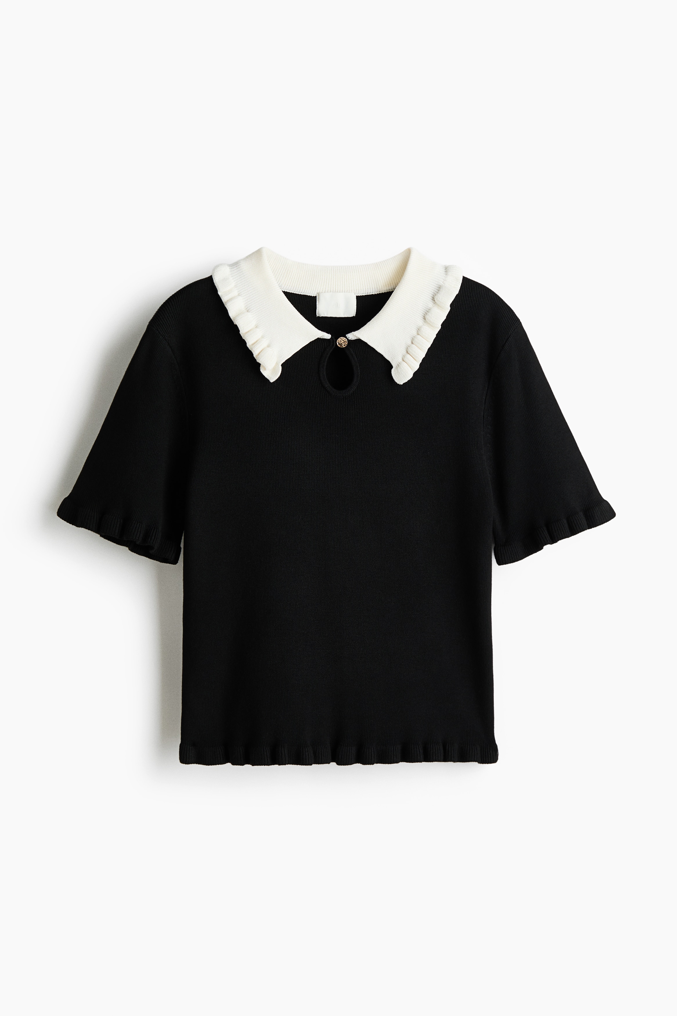 Top with Collar - Black/white