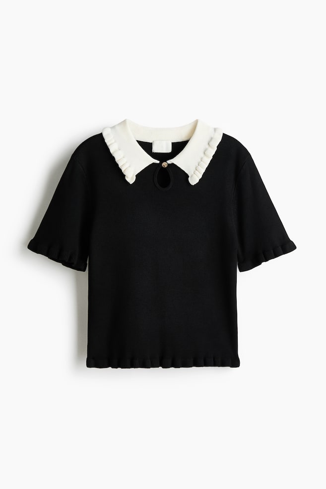 Collared top - Black/White - 1