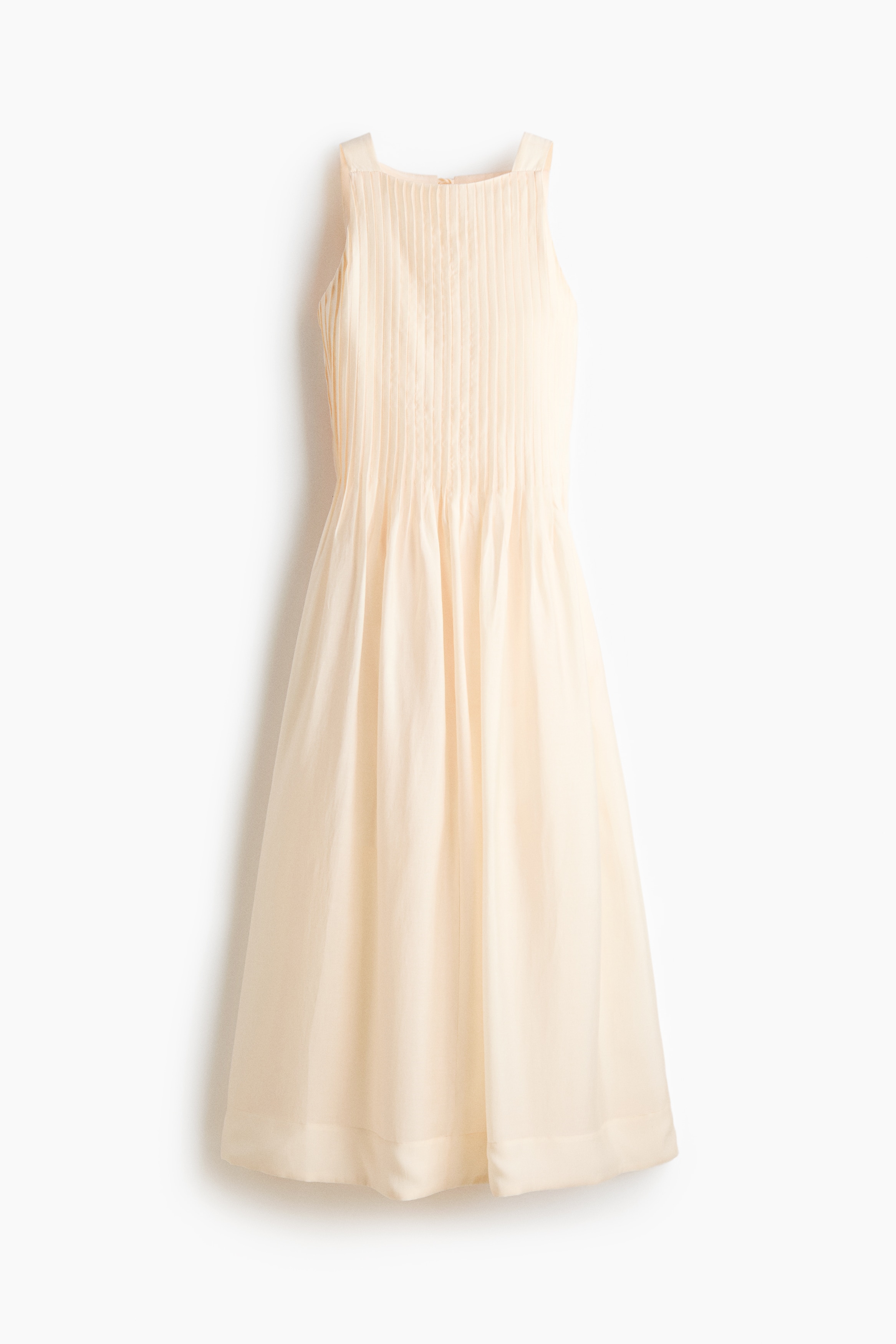 Pintucked flared-skirt dress - Light beige