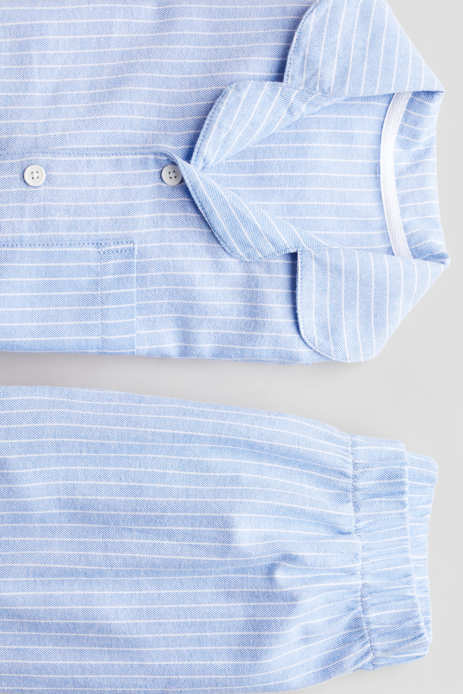 Cotton flannel pyjamas - Light blue/Striped/White/Checked - 2