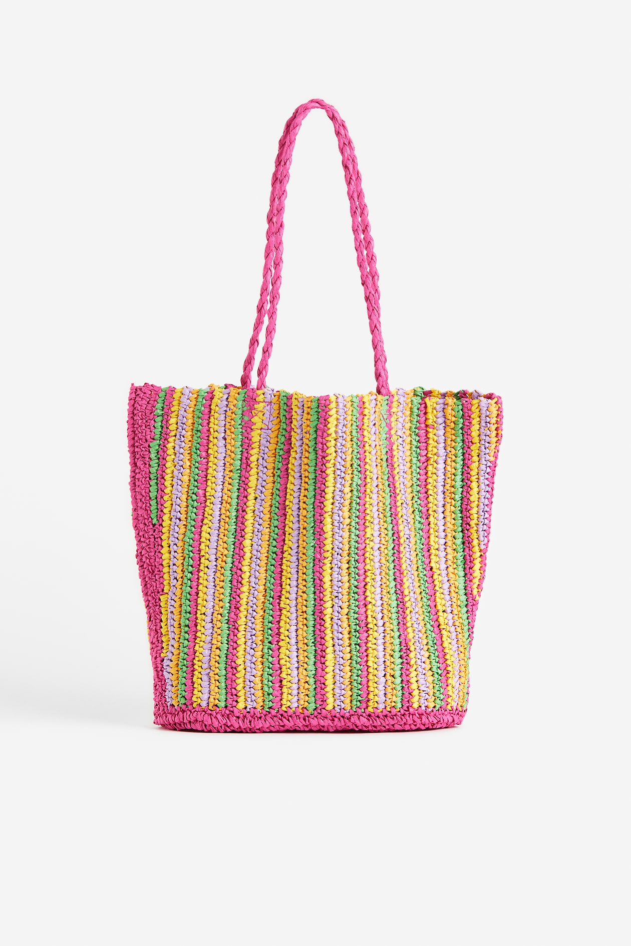 Straw Tote Bag - Cerise/striped - Ladies | H&M US